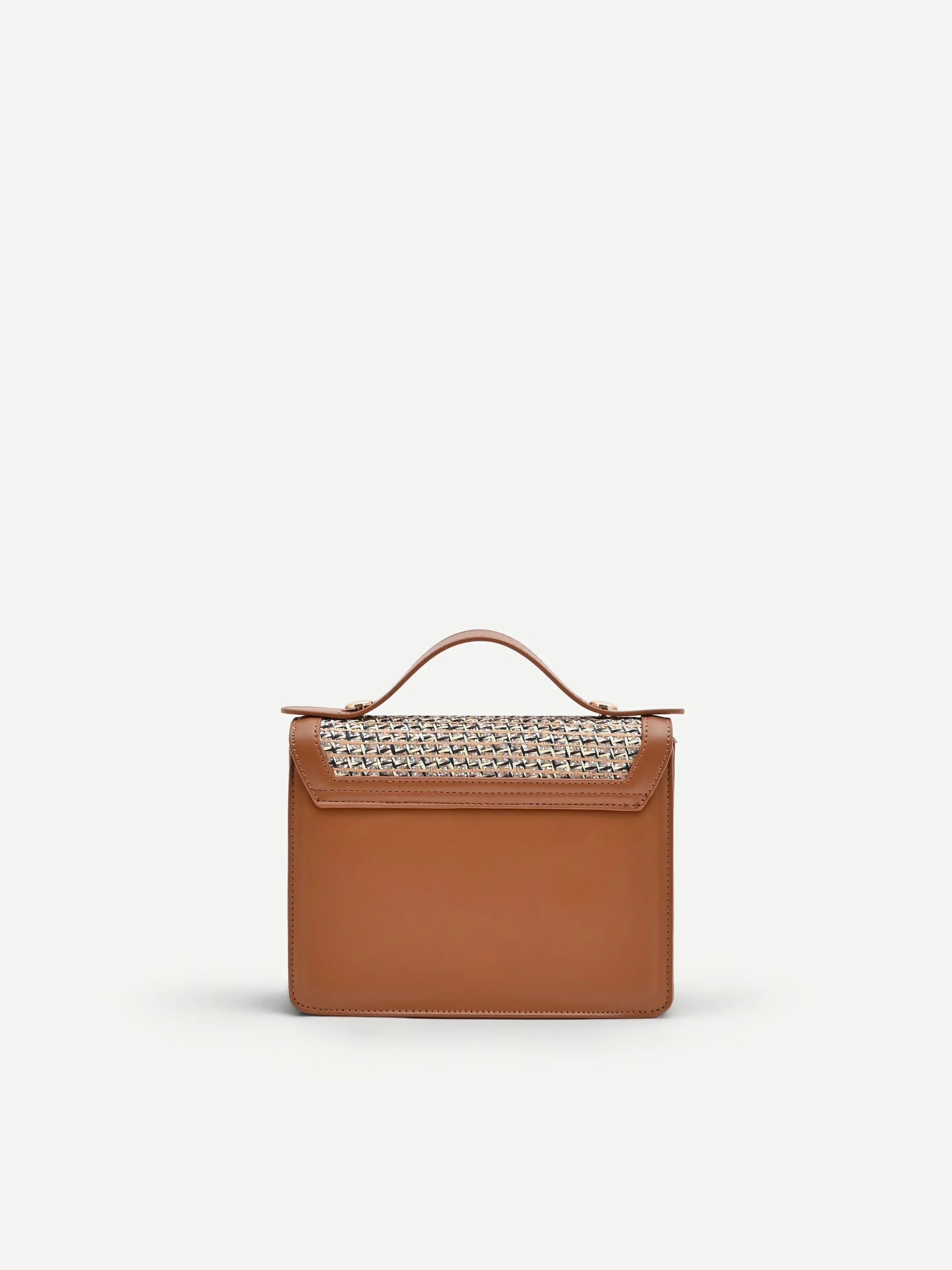 Borsa pochette cuoio con inserto intrecciato - Image 2