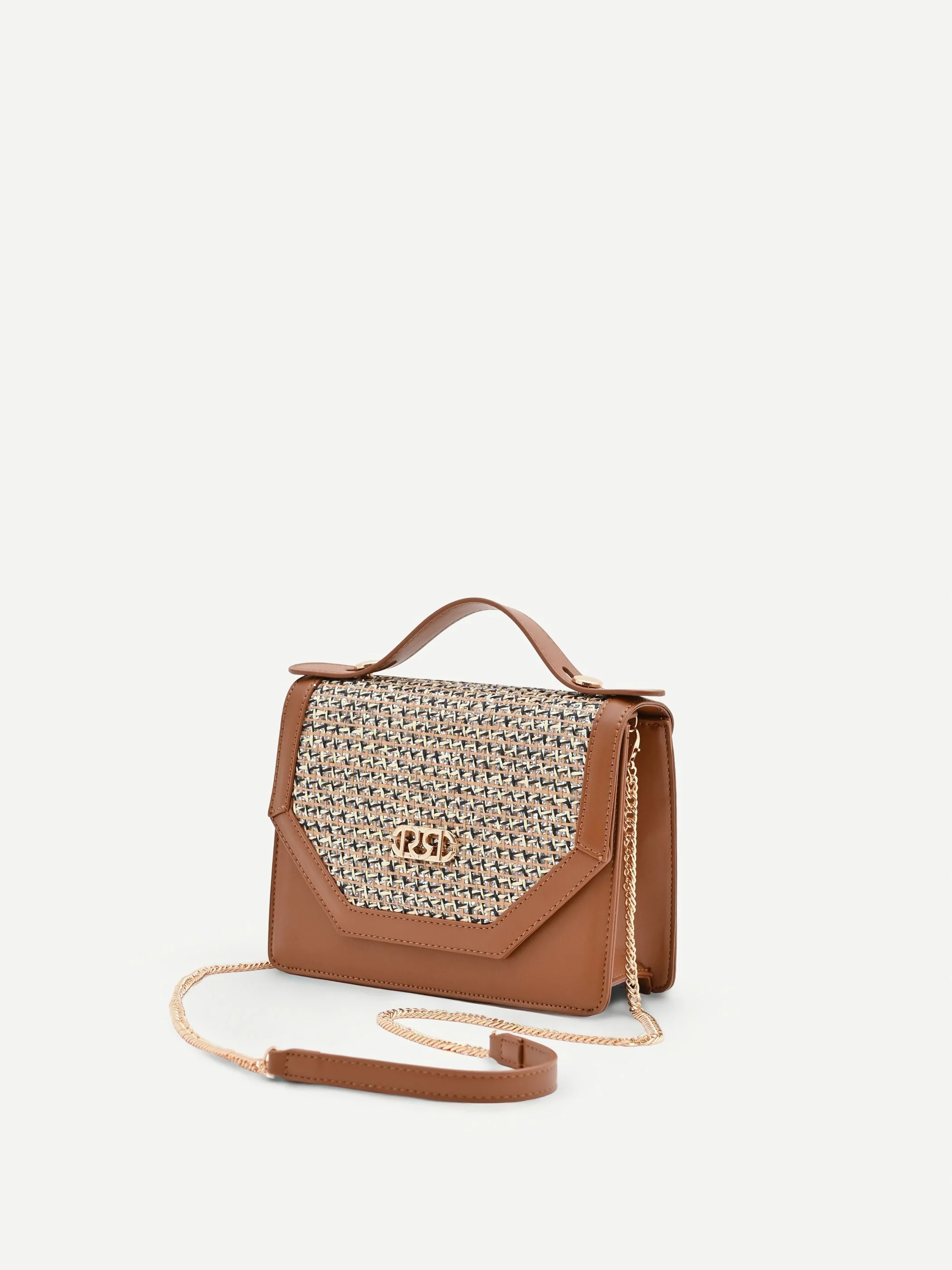 Borsa pochette cuoio con inserto intrecciato - Image 3