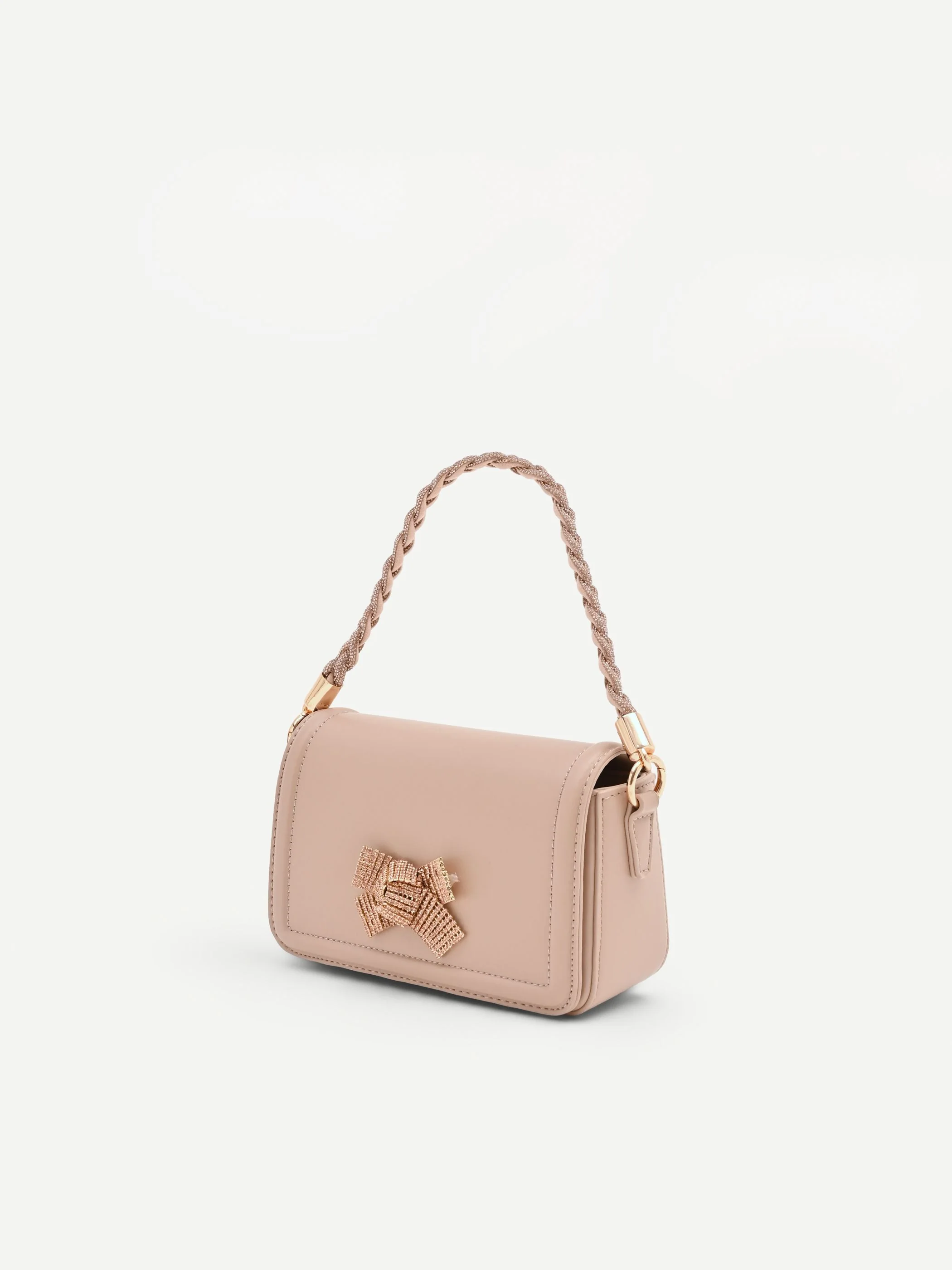 Borsa pochette rosa con fiocco gioiello