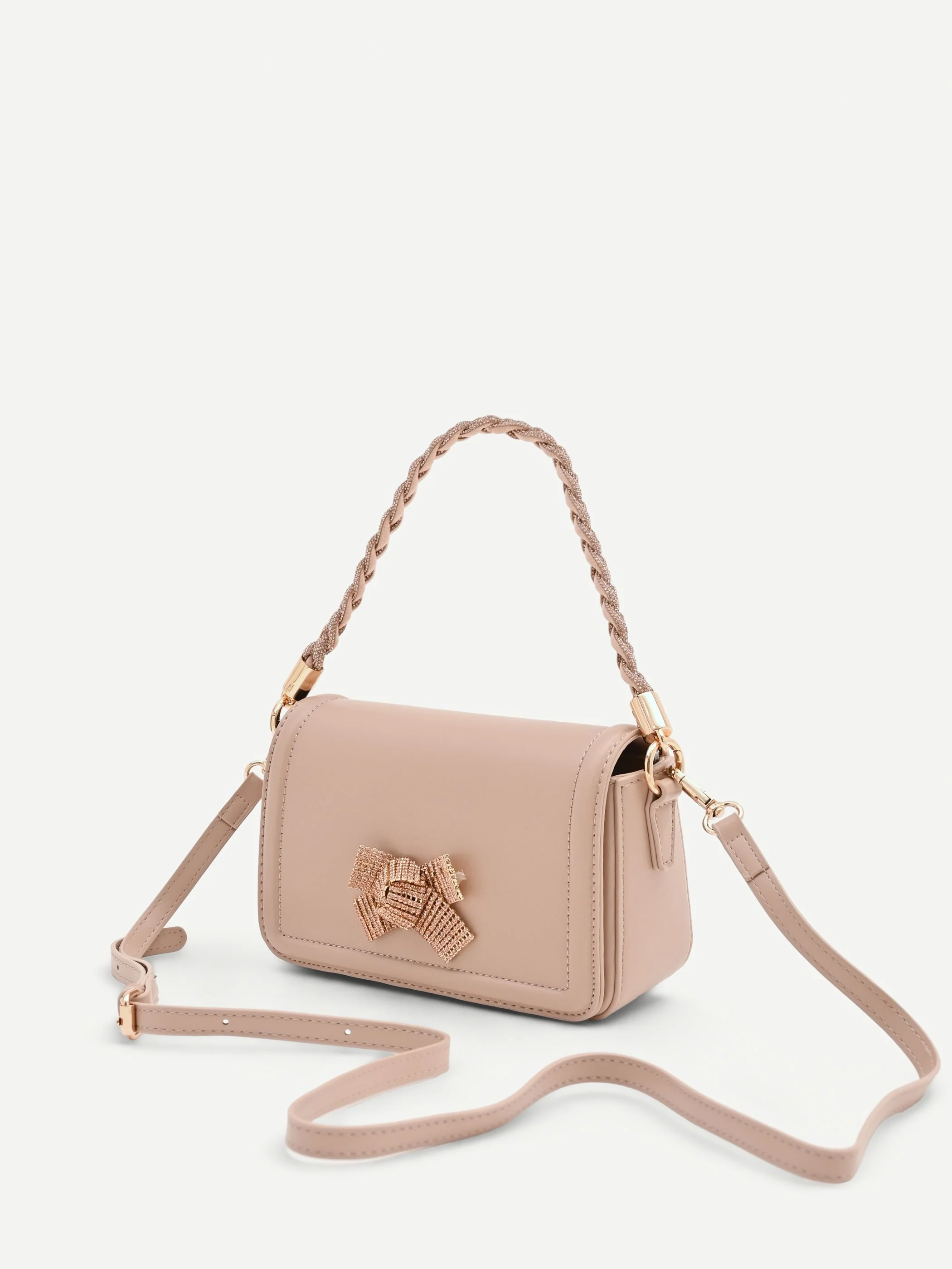 Borsa pochette rosa con fiocco gioiello - Image 3