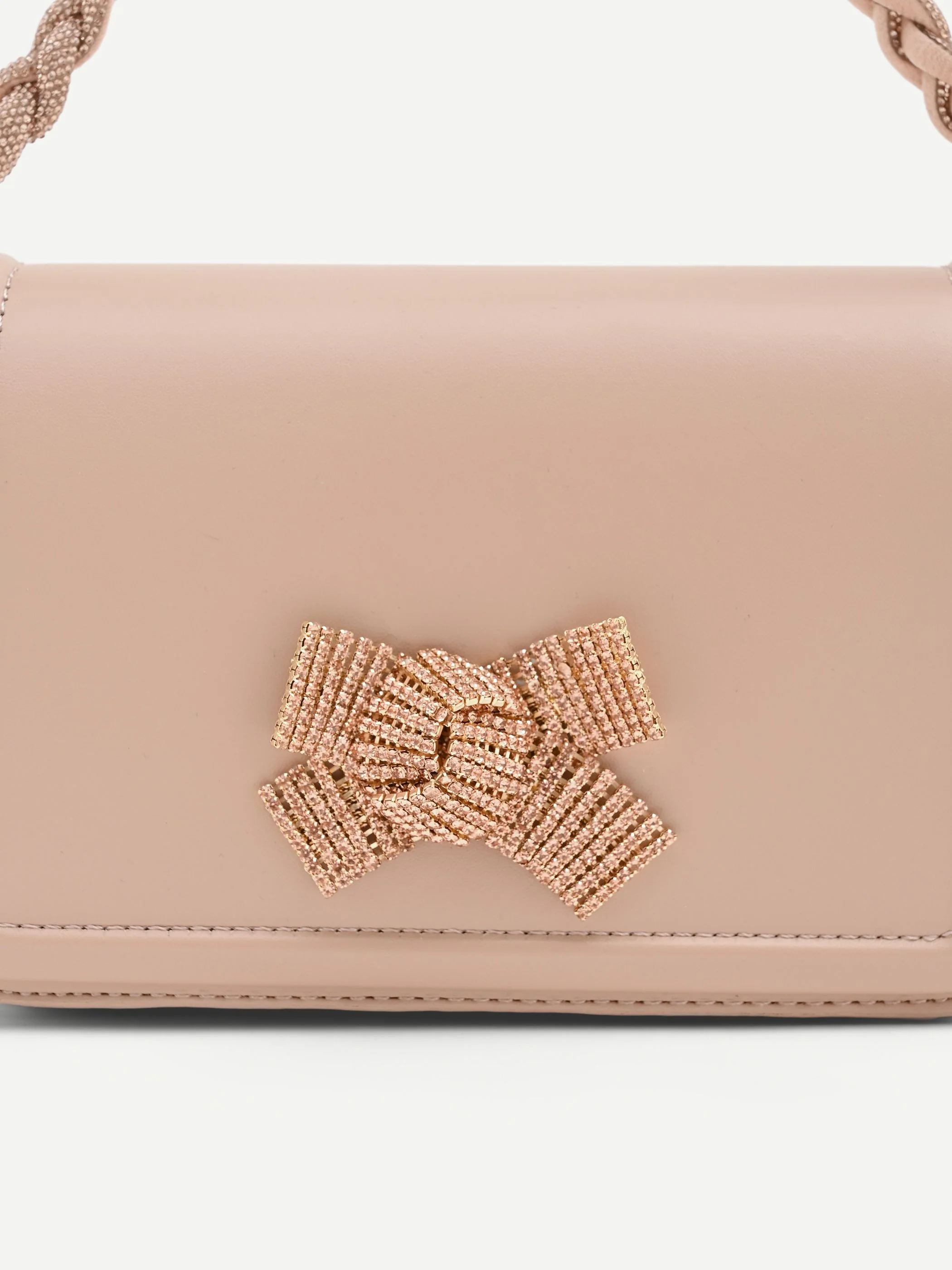 Borsa pochette rosa con fiocco gioiello - Image 4