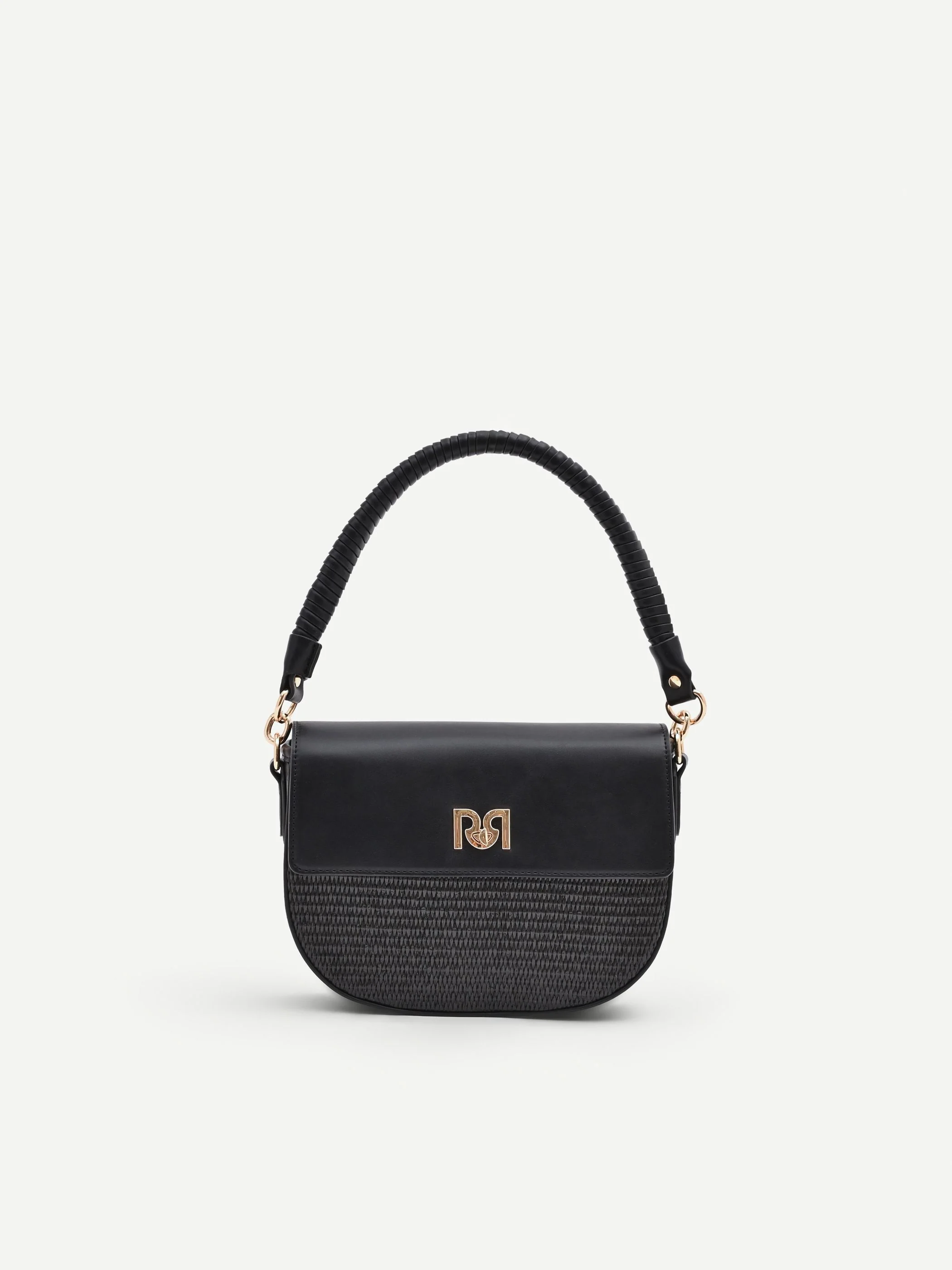 Borsa sella nera con finiture effetto pelle - Image 4