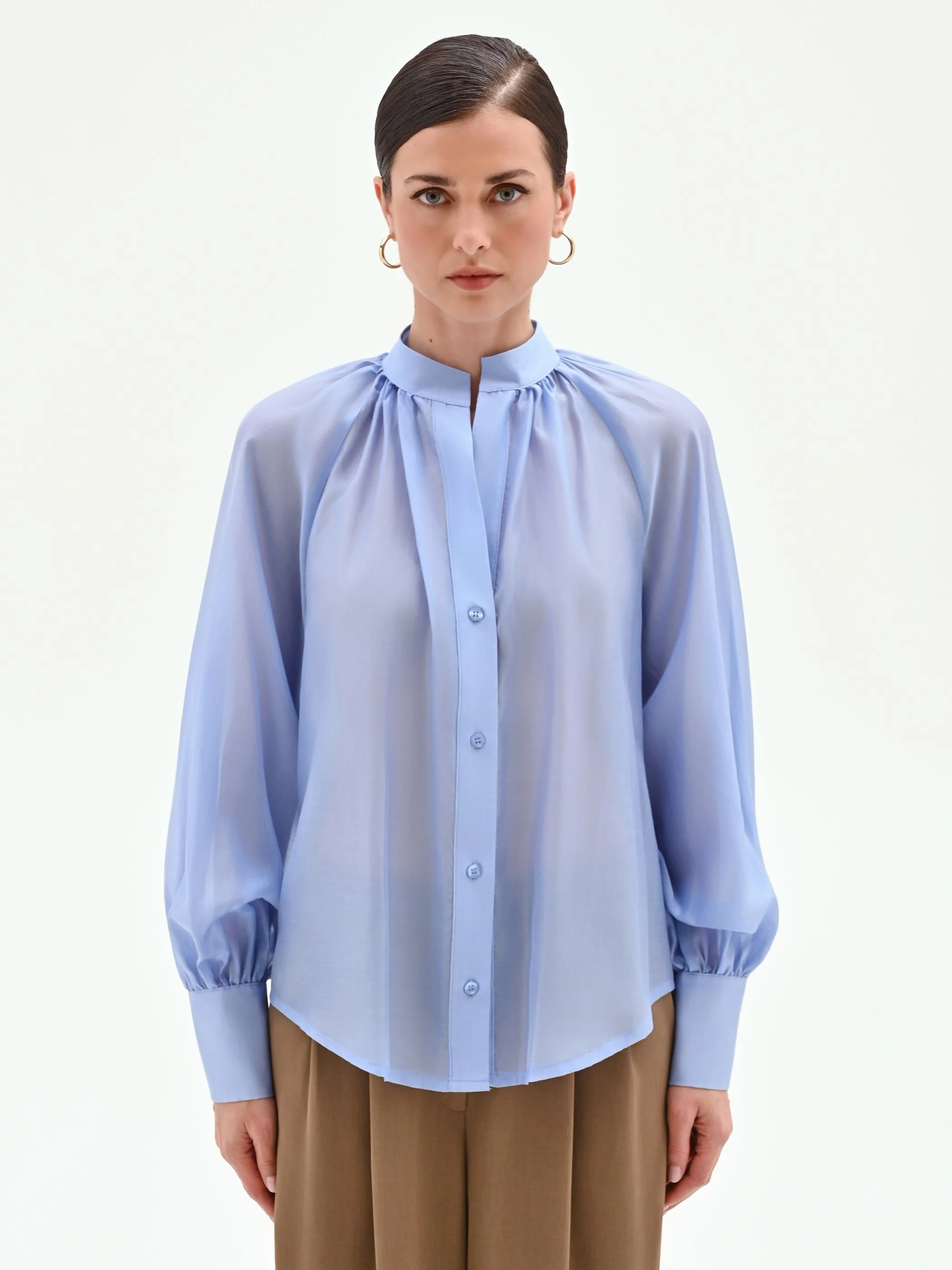Camicia azzurro cielo in lyocell