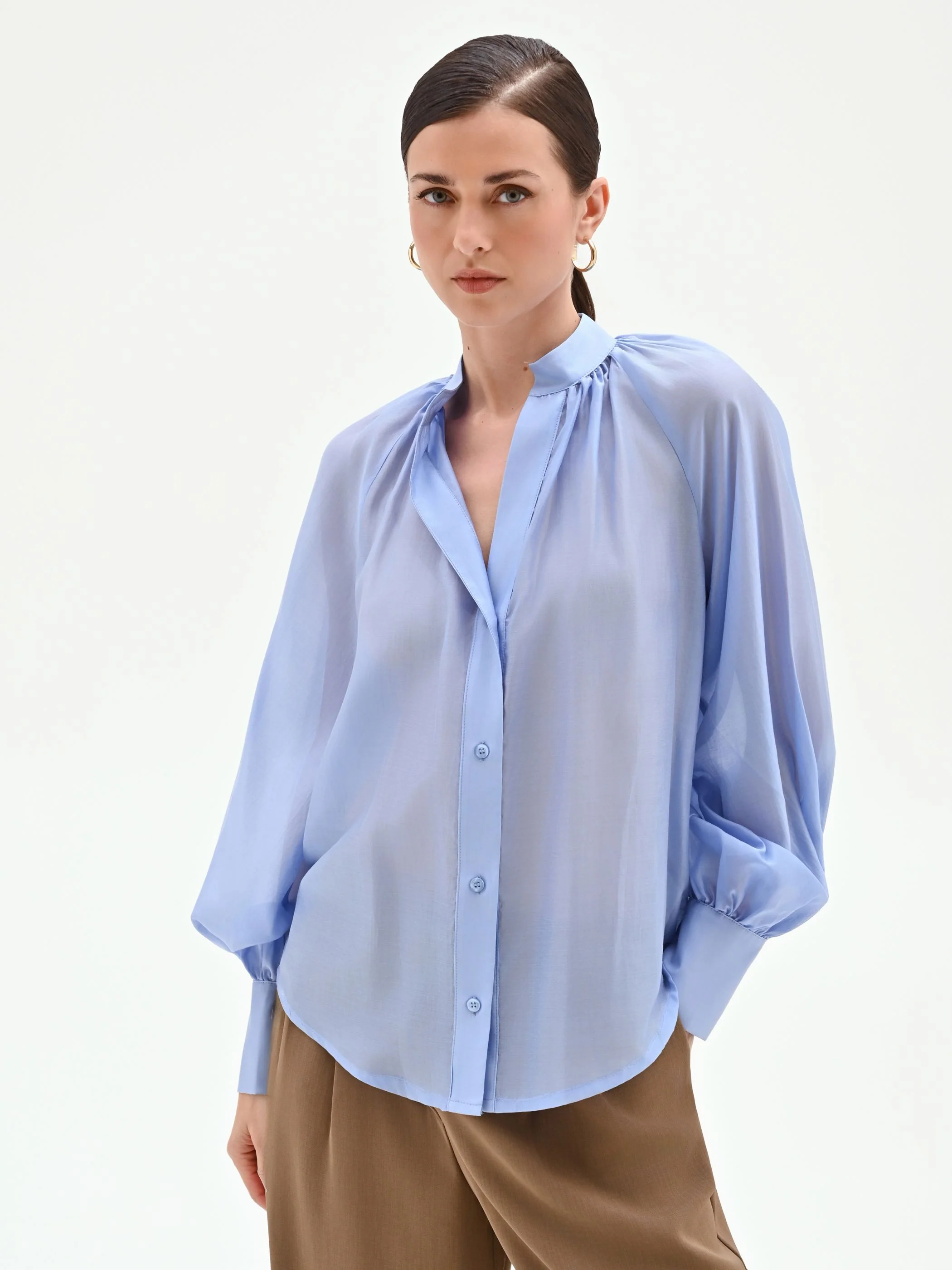 Camicia azzurro cielo in lyocell - Image 2