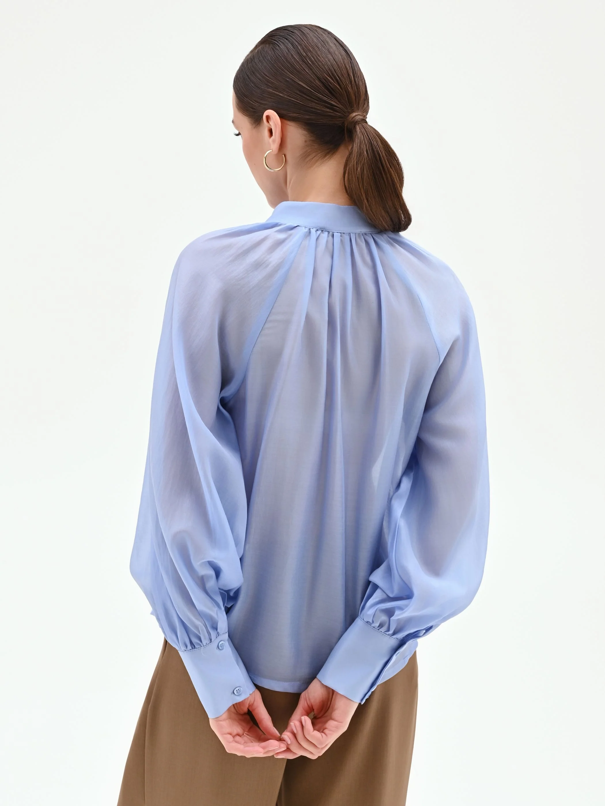 Camicia azzurro cielo in lyocell - Image 4