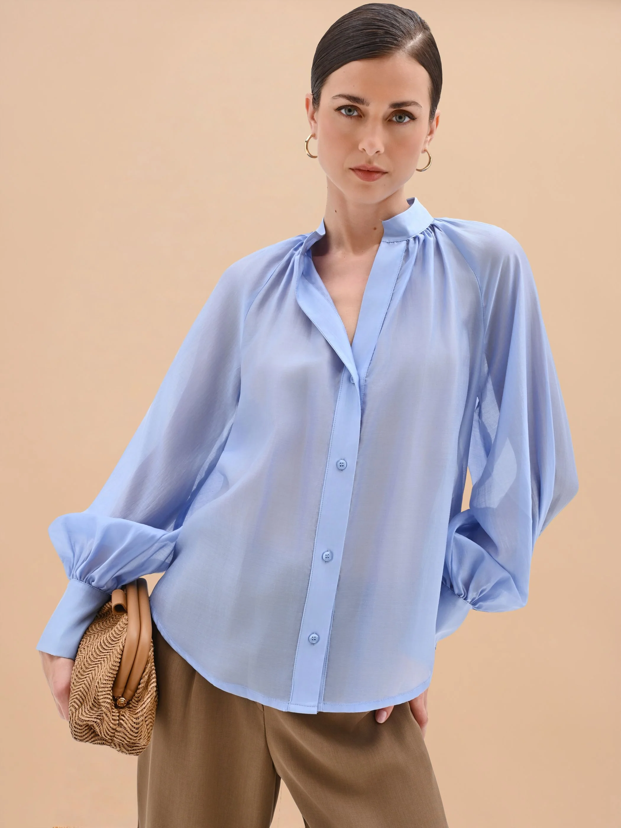 Camicia azzurro cielo in lyocell - Image 7