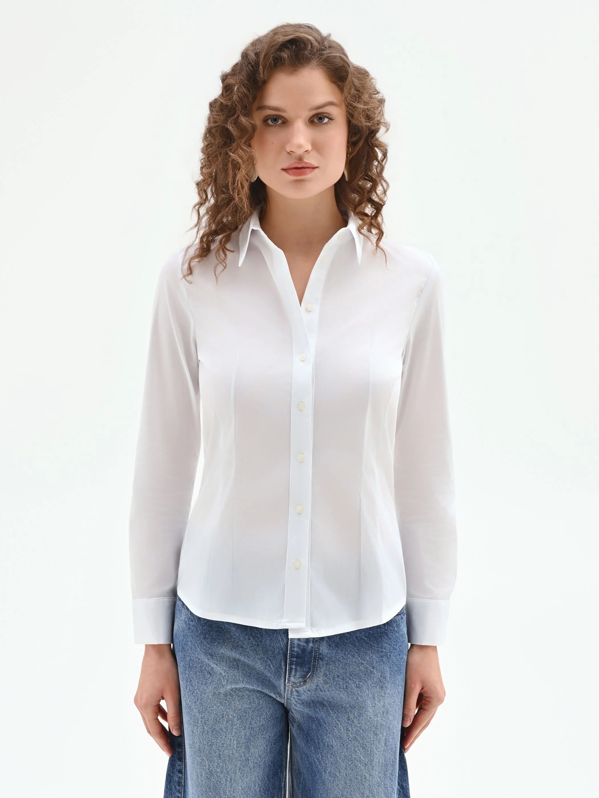 Camicia bianca sagomata in cotone - Image 2