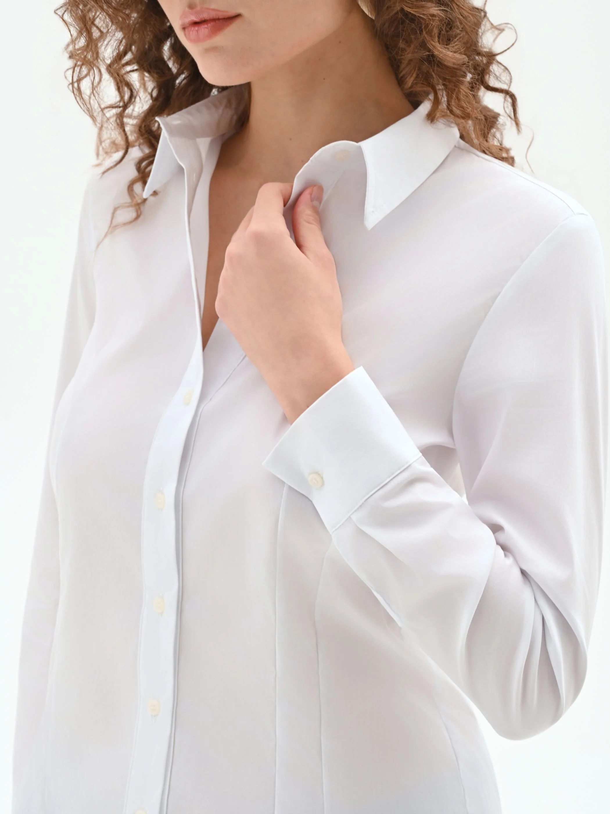 Camicia bianca sagomata in cotone - Image 4