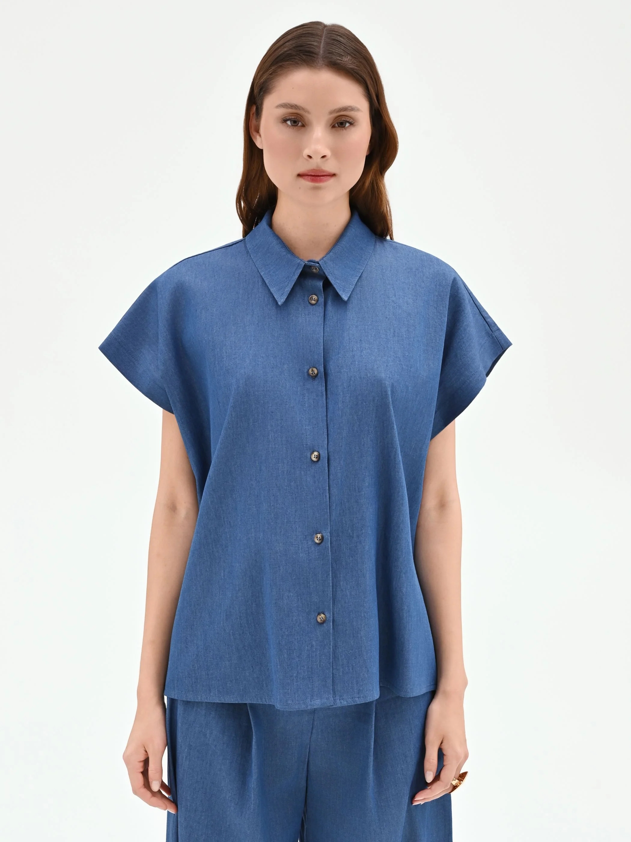 Camicia blu indaco in chambray - Image 2