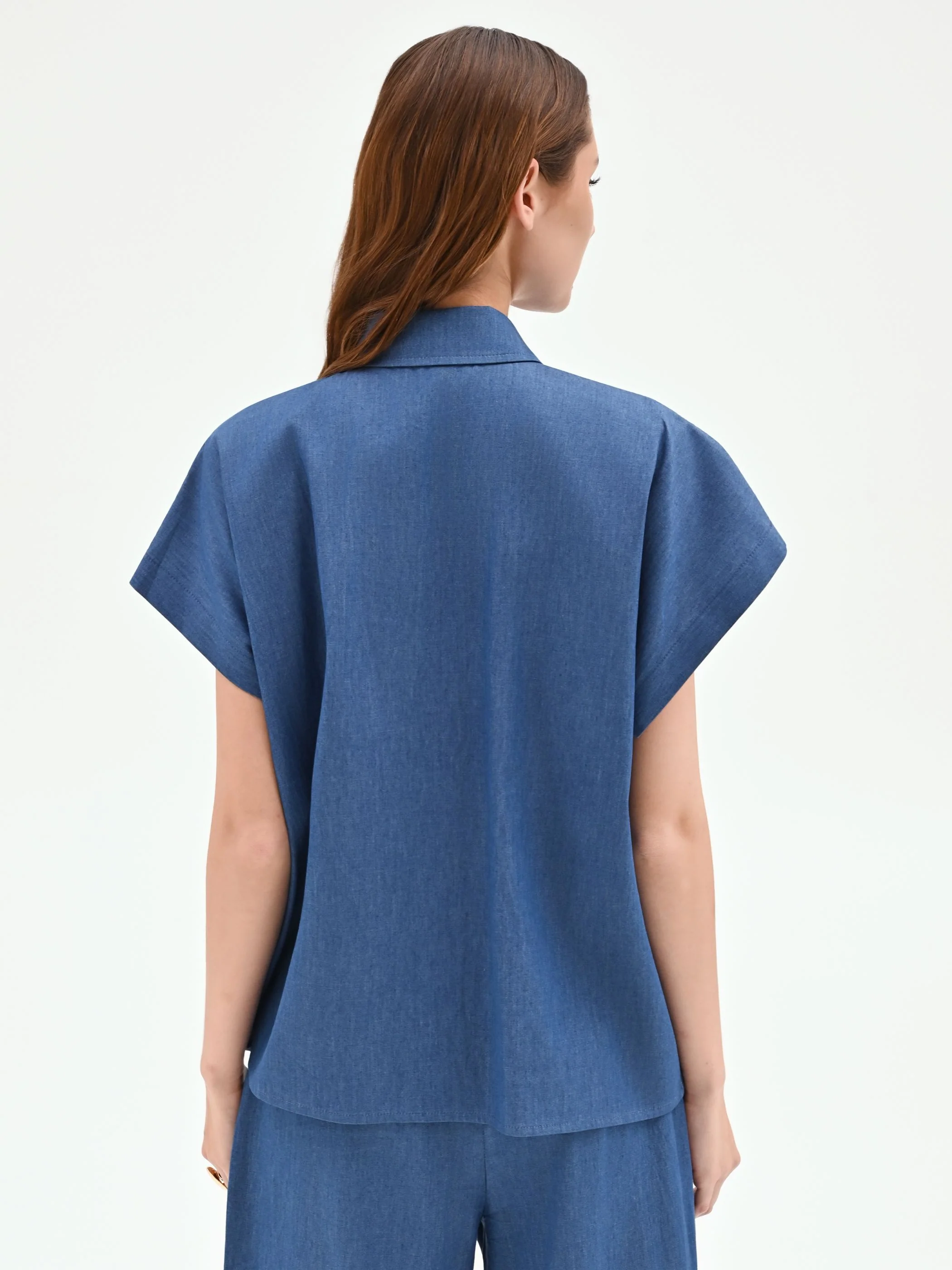 Camicia blu indaco in chambray - Image 3