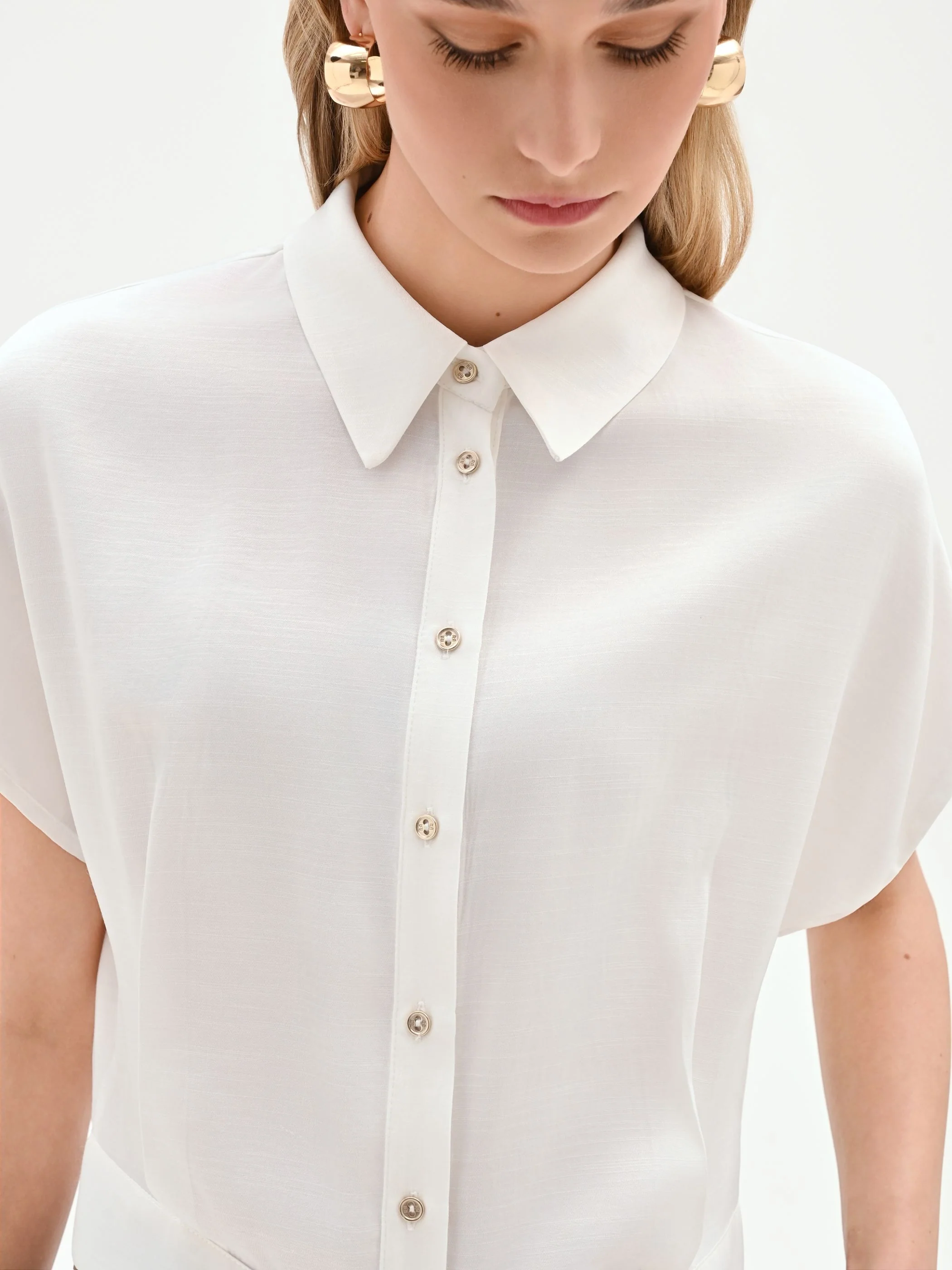 Camicia boxy panna in raso - Image 5