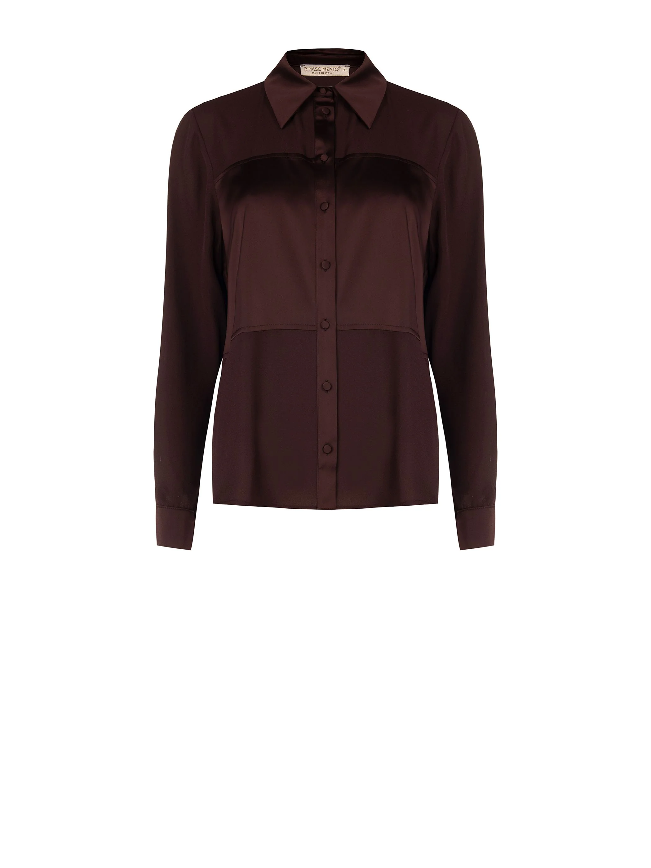 Camicia cioccolato con inserti geometrici - Image 6