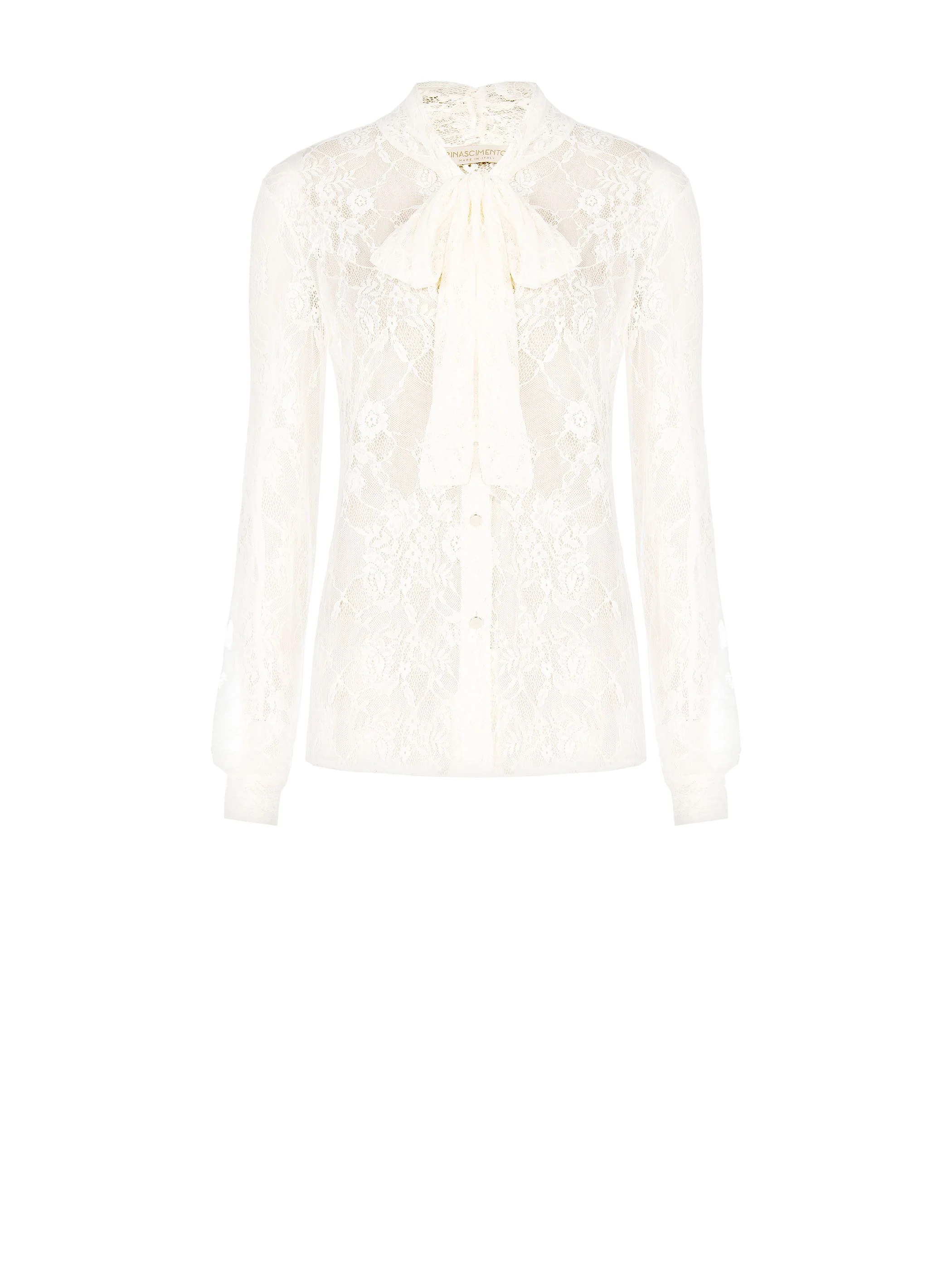 Camicia in pizzo panna con collo lavallière - Image 6