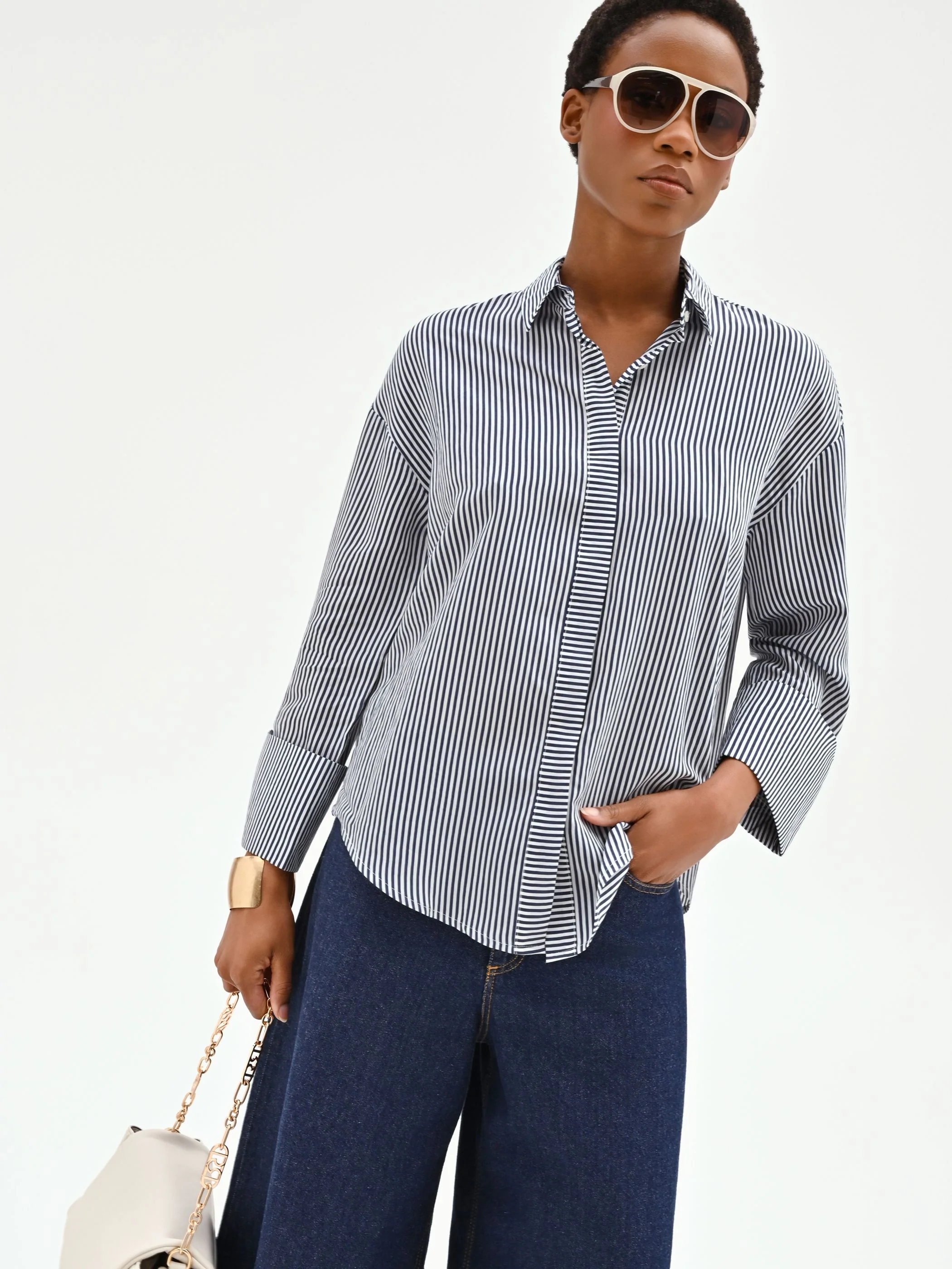 Camicia in viscosa a righe dal volume morbido - Image 7