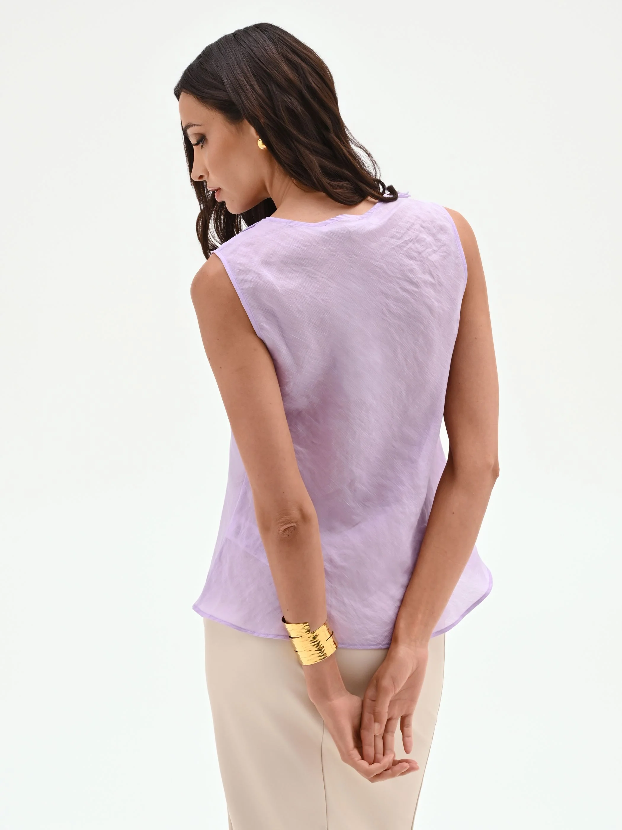 Camicia lilla viola con volant - Image 3