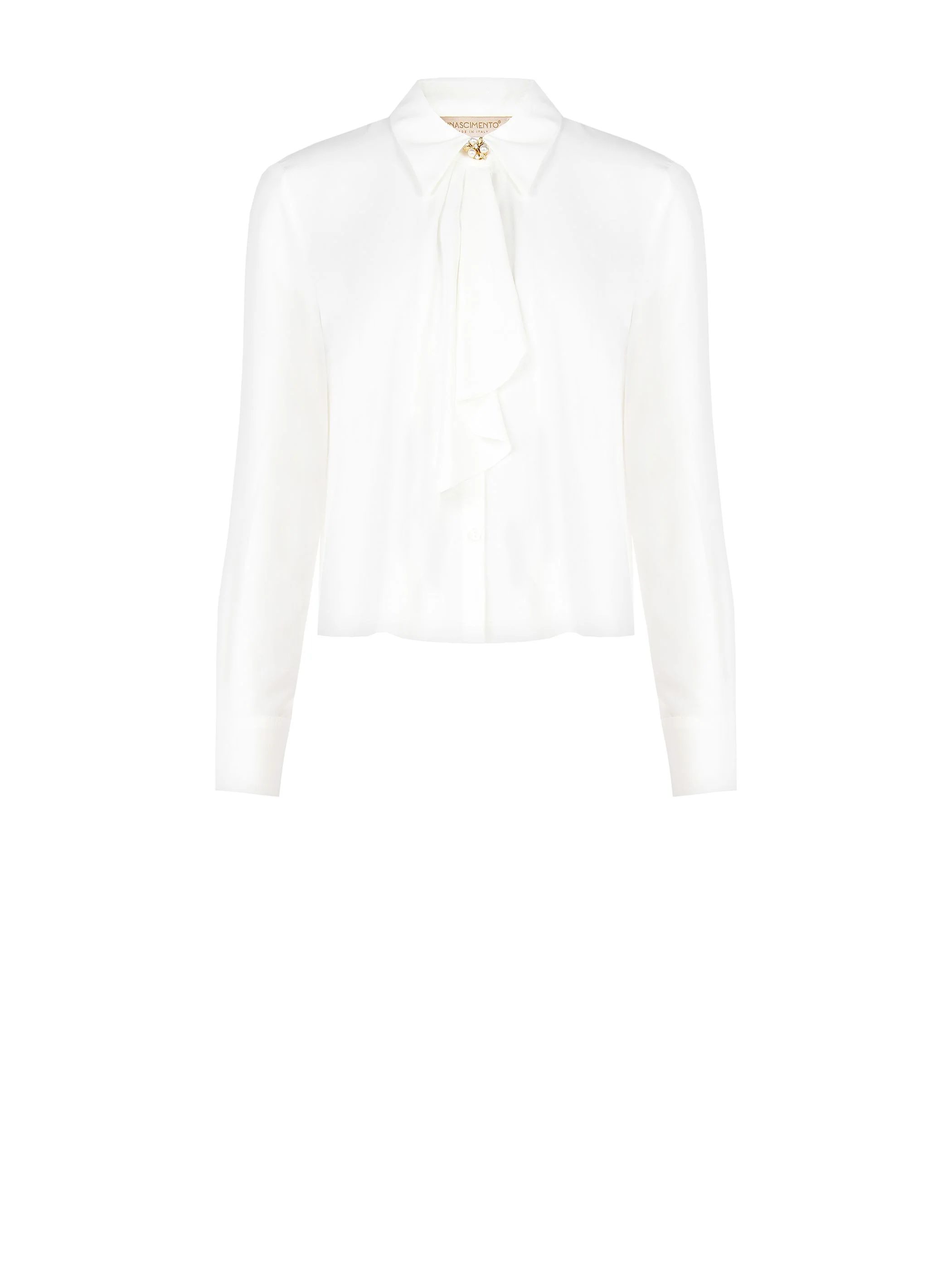 Camicia panna bianco con plastron asimmetrico - Image 7