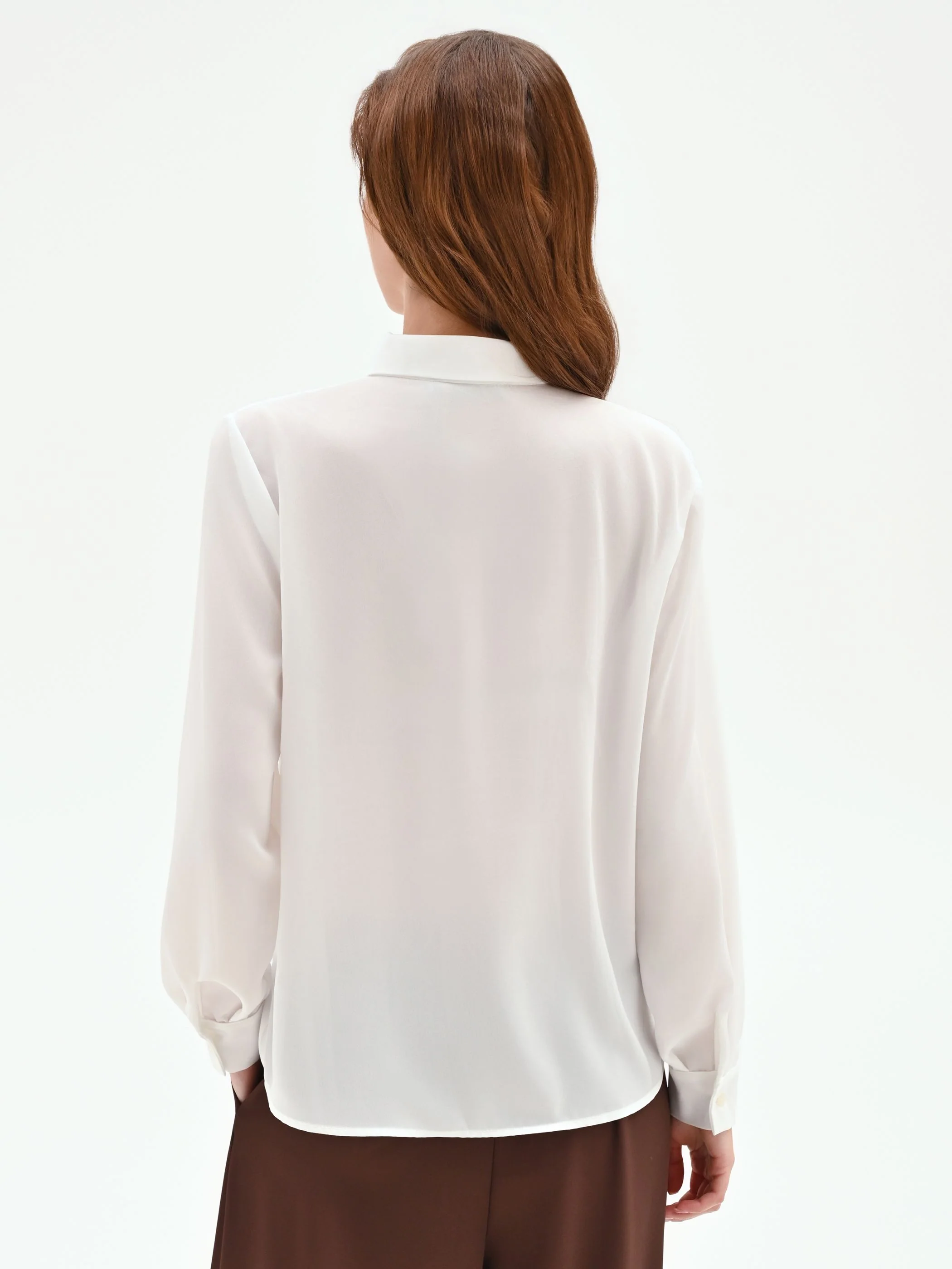 Camicia panna bianco con plastron plissé - Image 2
