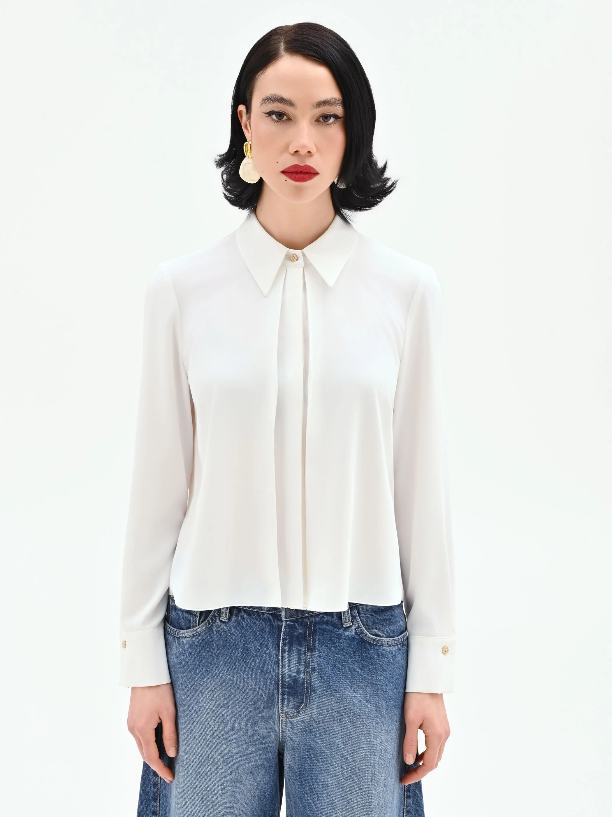 Camicia panna bianco dalla linea fluida - Image 2