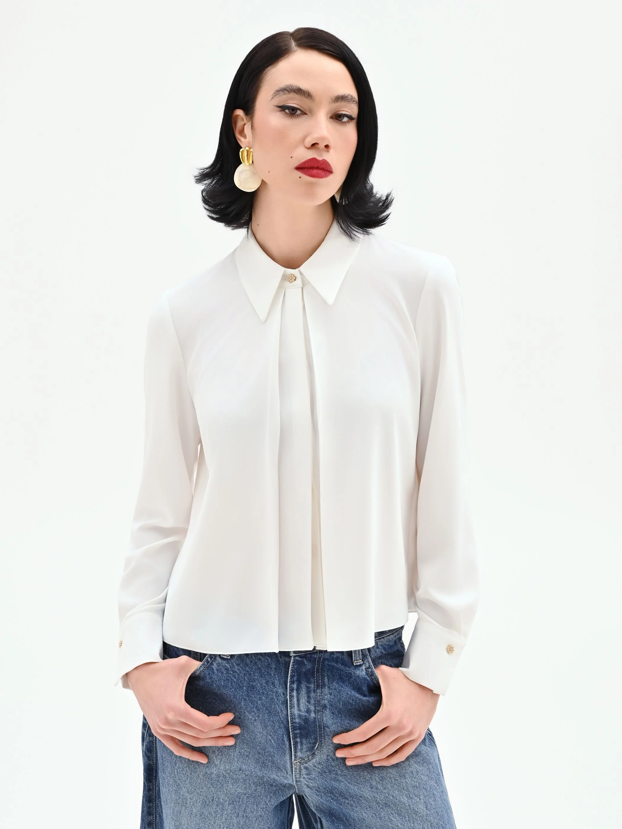 Camicia panna bianco dalla linea fluida - Image 5