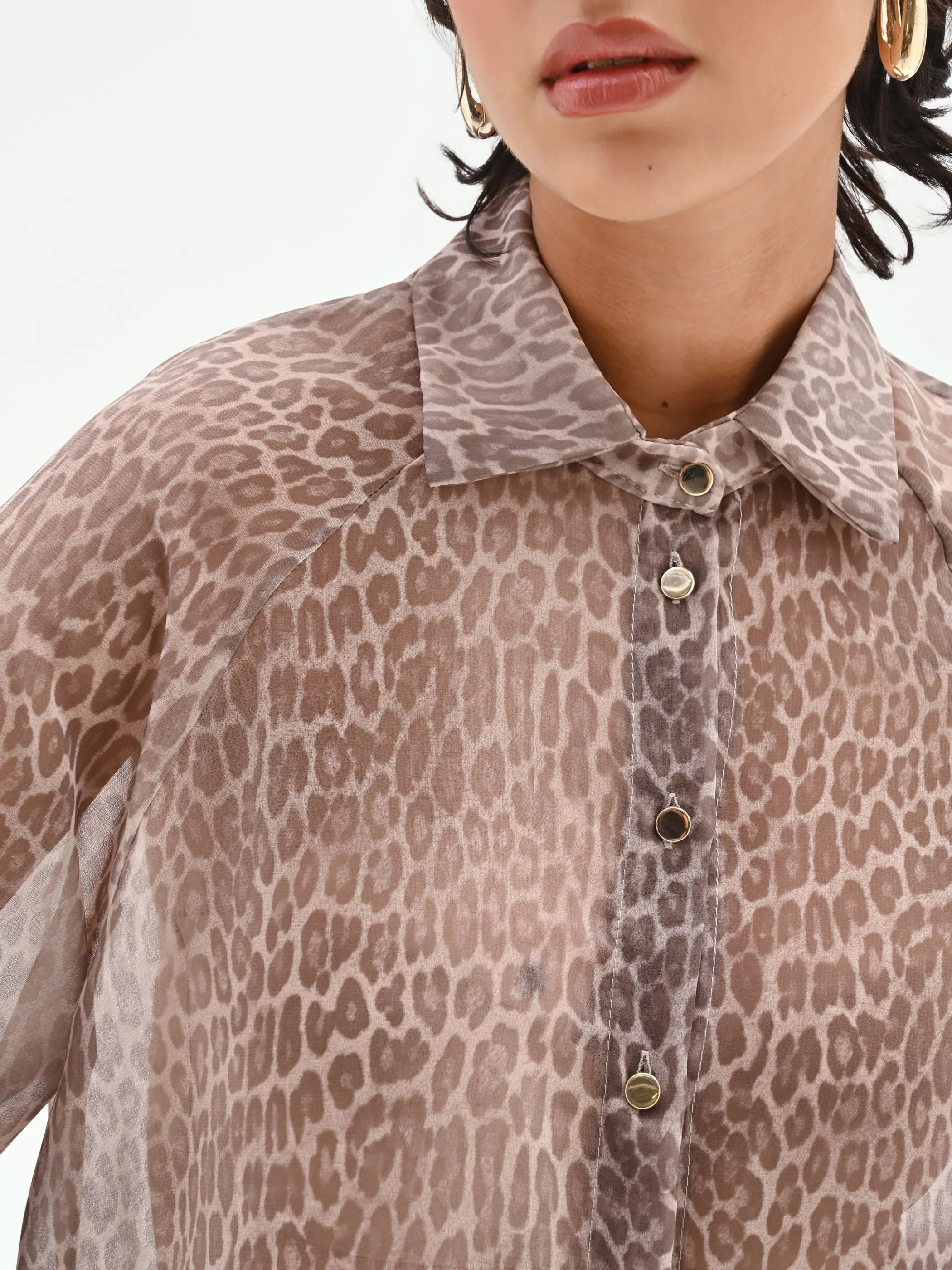 Camicia stampa animalier tortora beige - Image 3