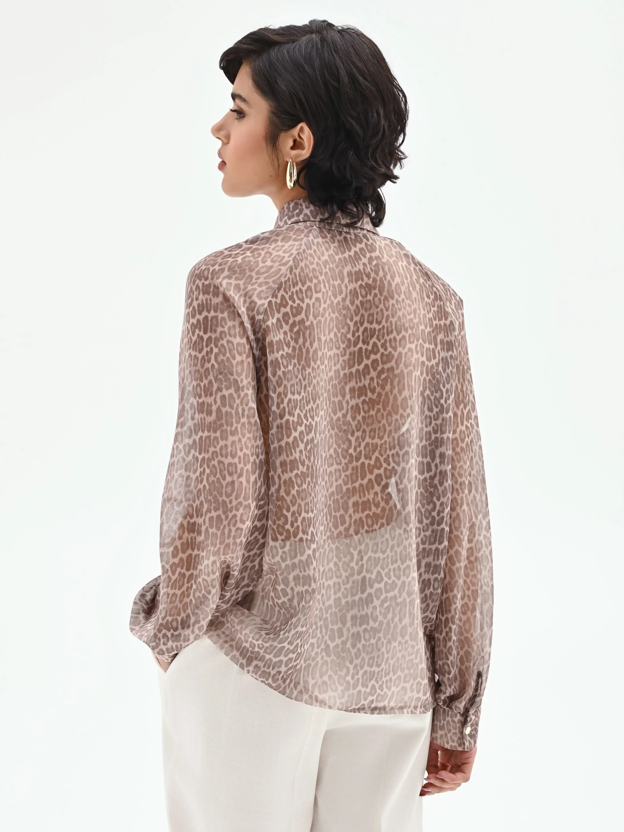 Camicia stampa animalier tortora beige - Image 5