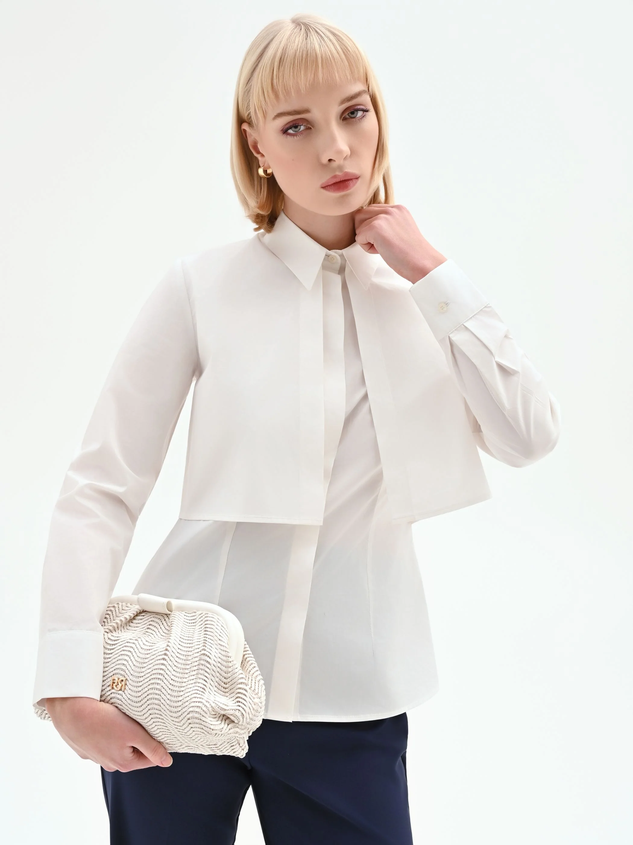 Camicia tre-in-uno bianca in cotone - Image 8