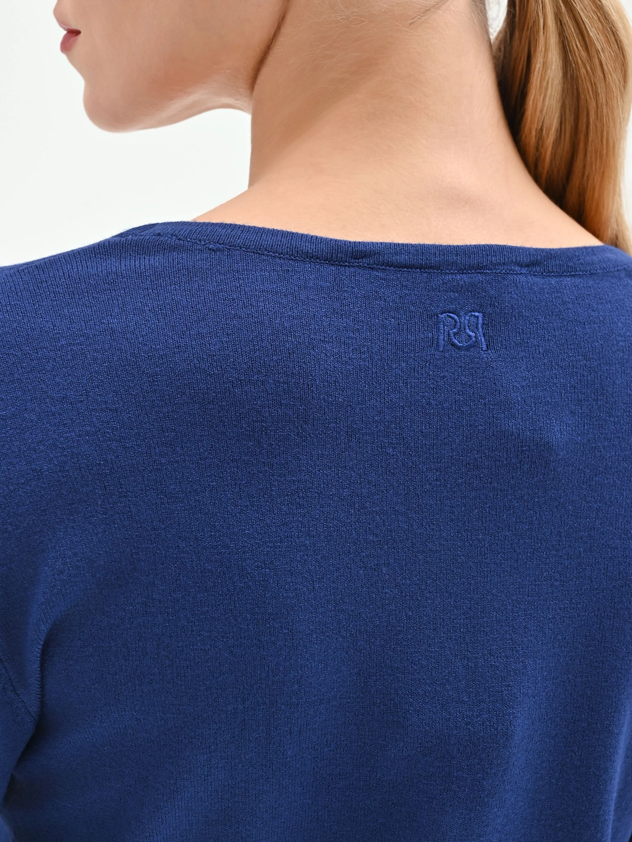 Cardigan blu brillante in maglia fine - Image 4