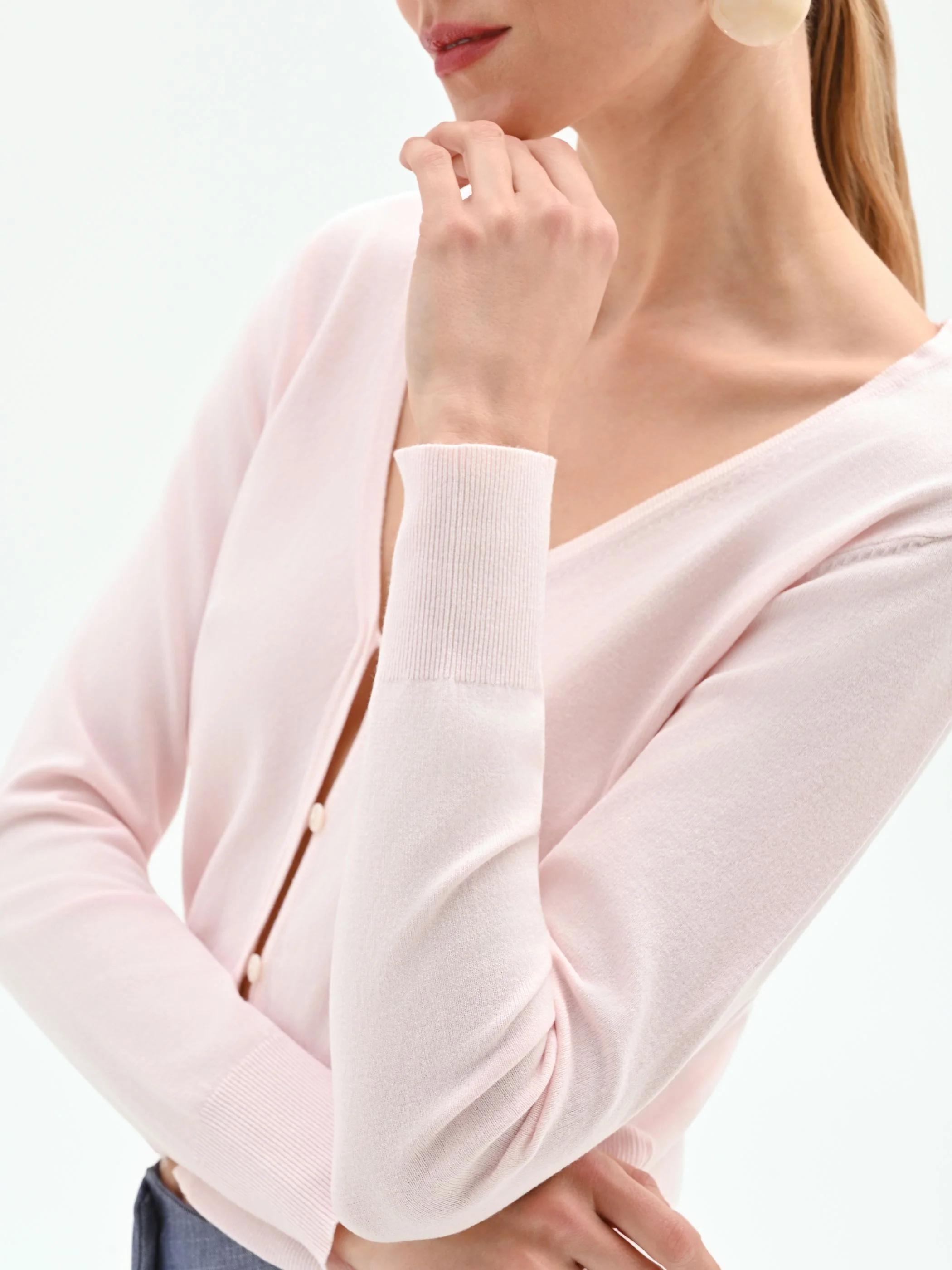 Cardigan cropped rosa pastello - Image 5