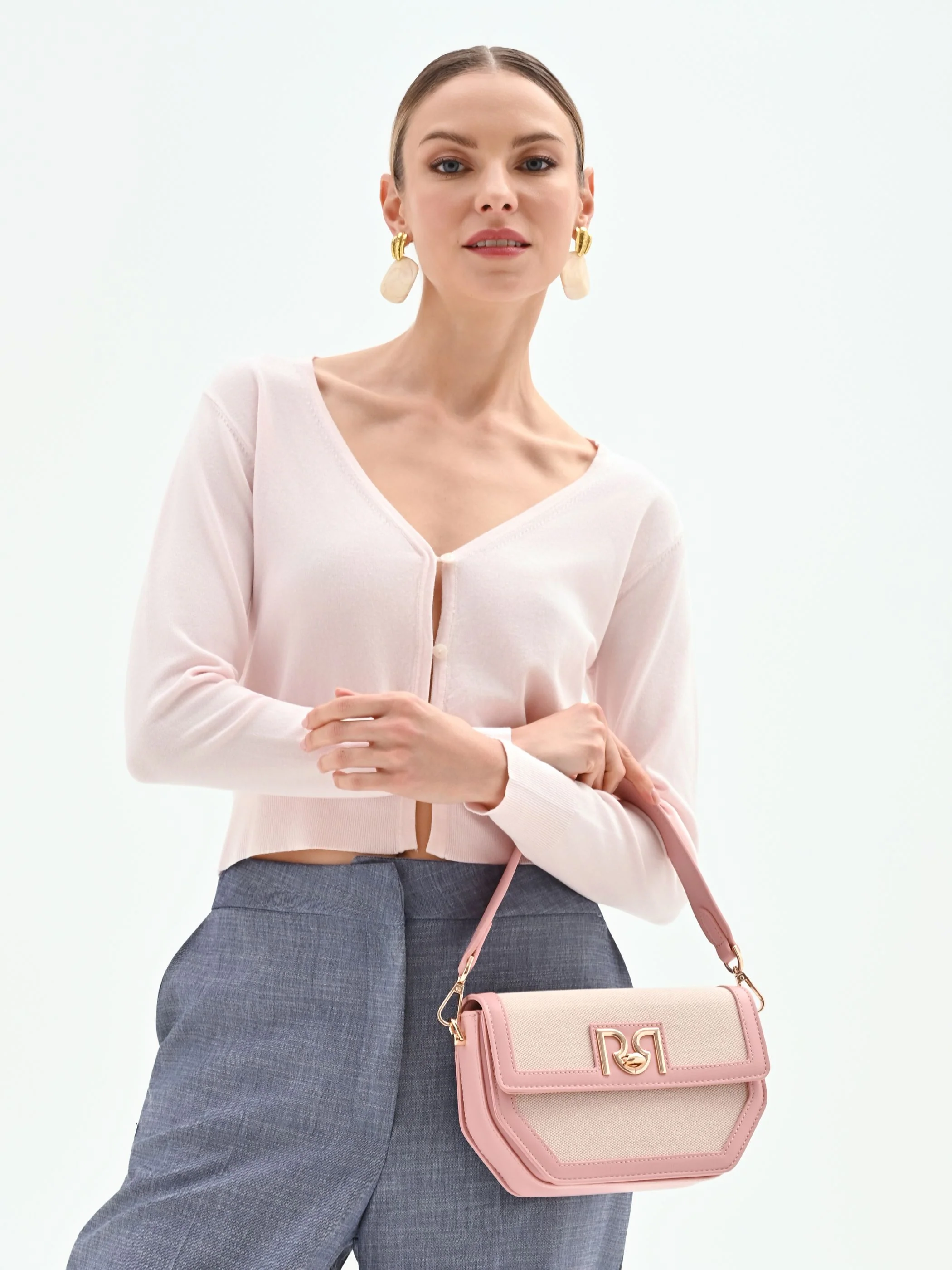 Cardigan cropped rosa pastello - Image 7