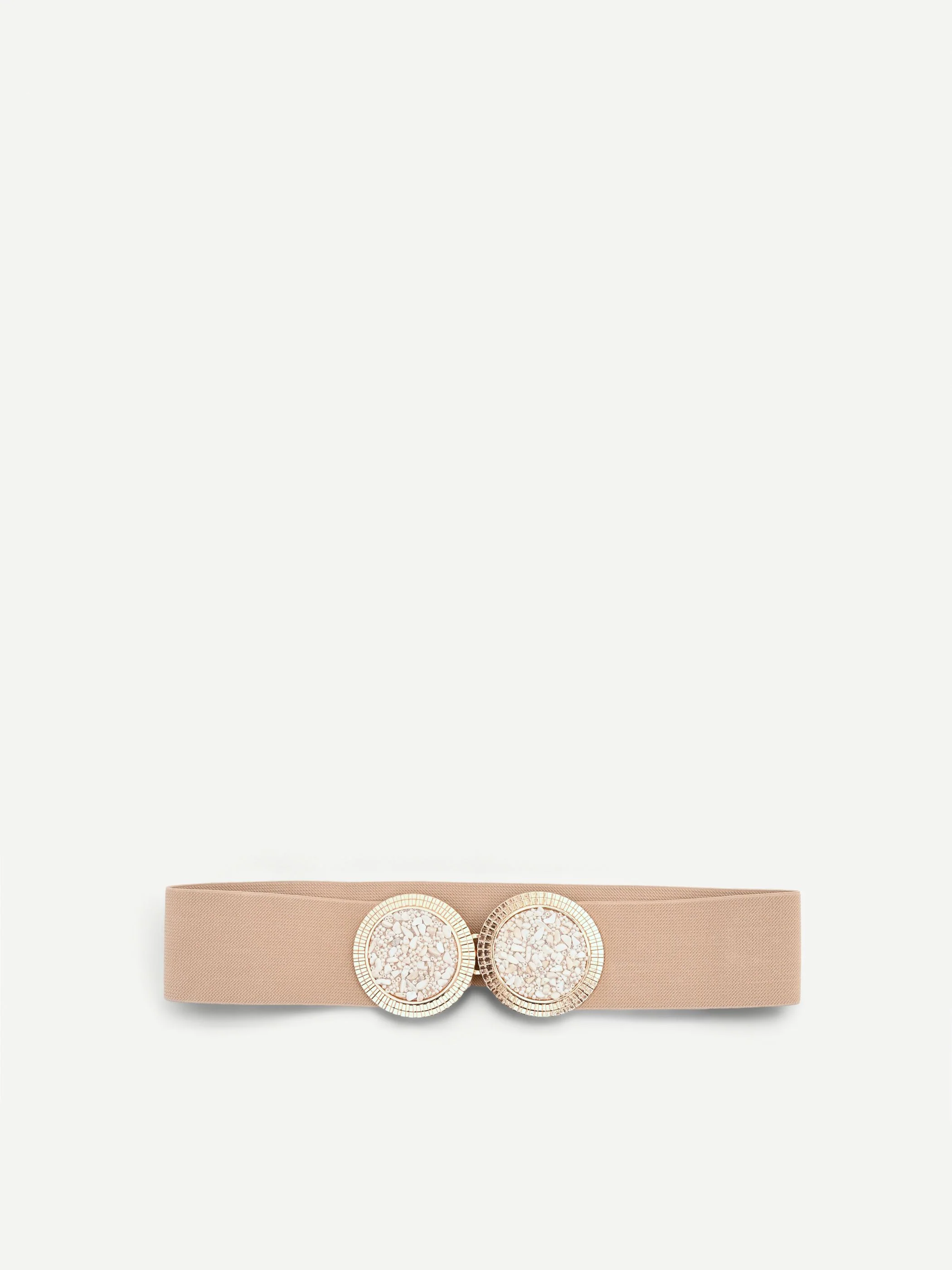 Cintura gioiello beige con fibbia circolare - Image 3