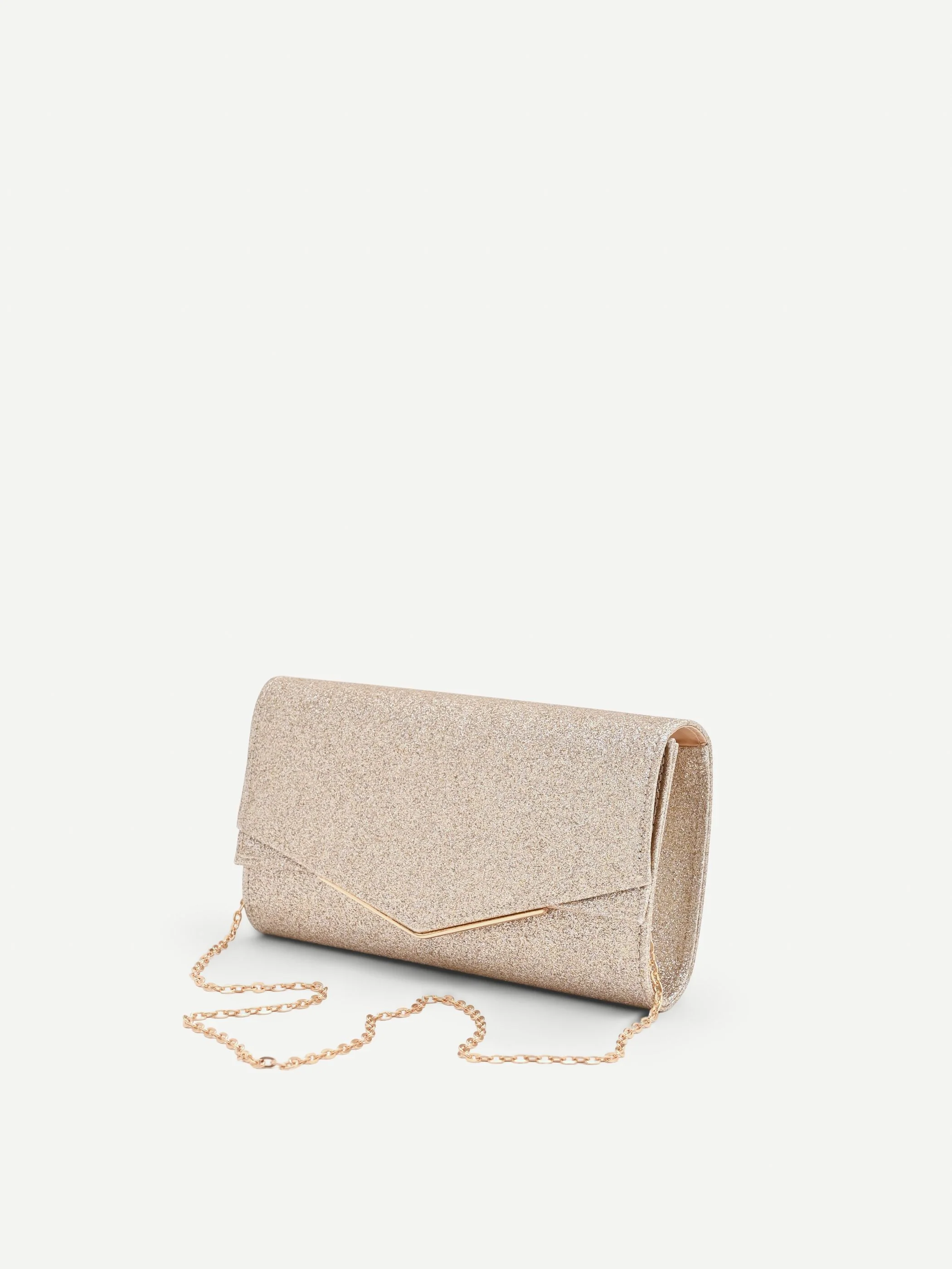 Clutch oro champagne con profilo metallico - Image 3