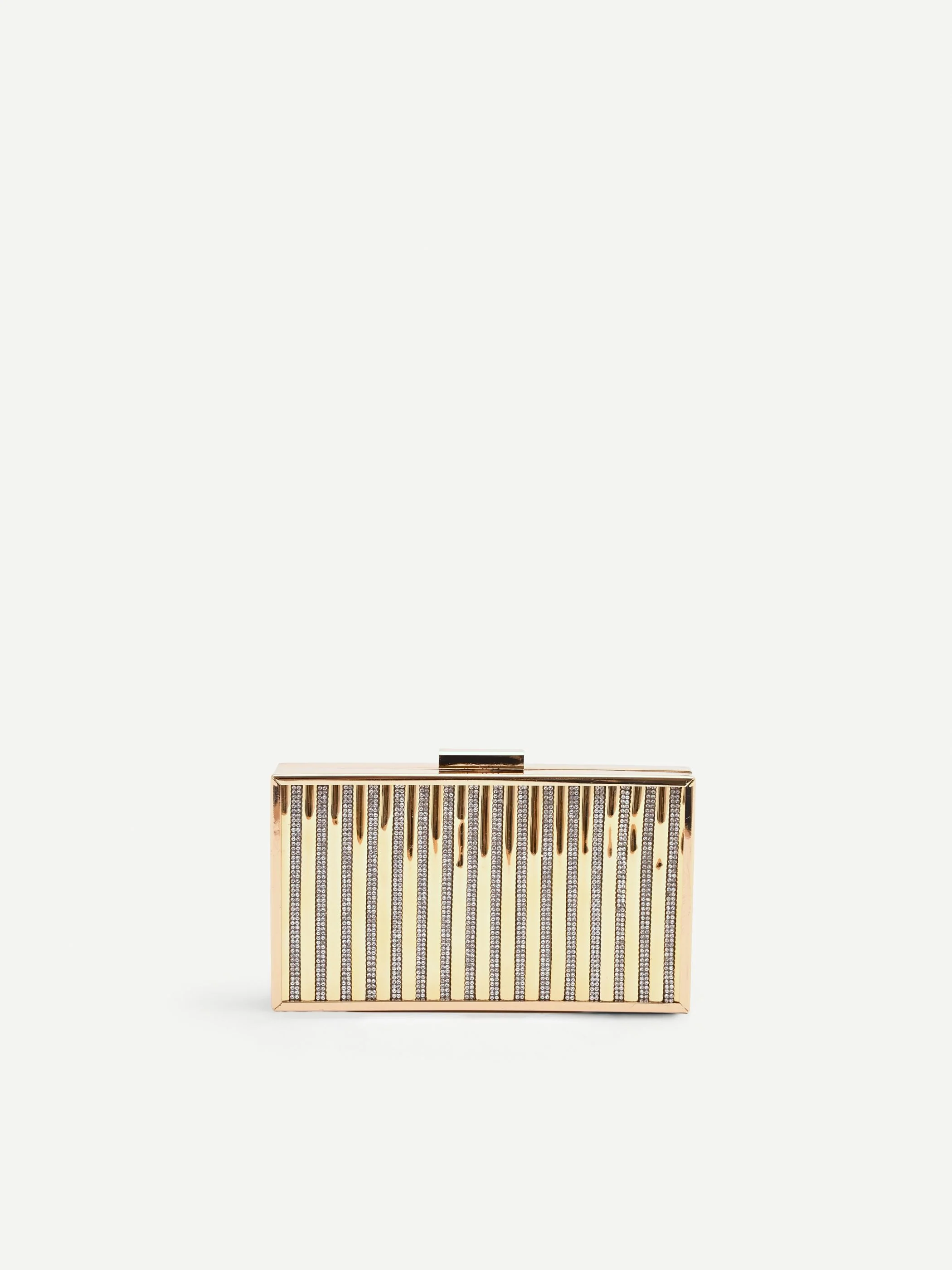 Clutch rigida argento con pavé di strass - Image 2