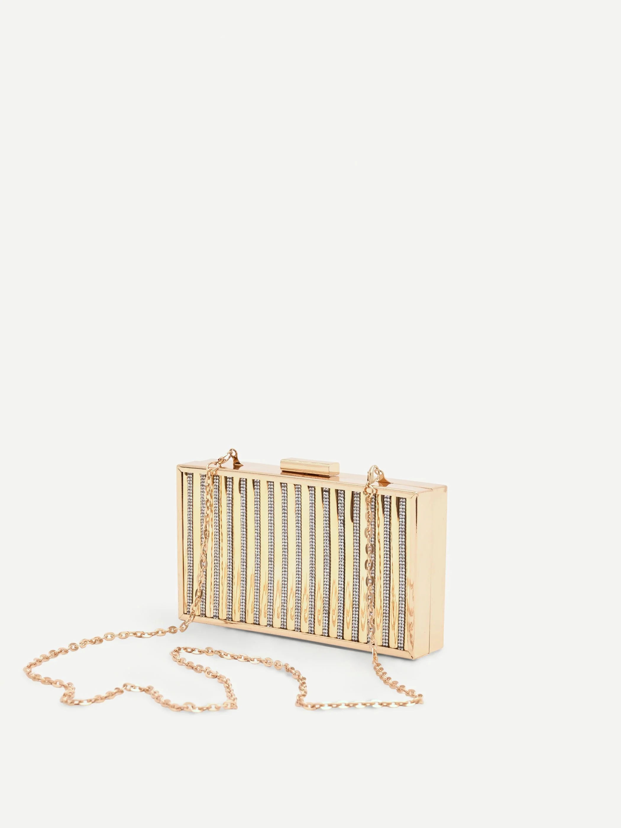 Clutch rigida argento con pavé di strass - Image 3