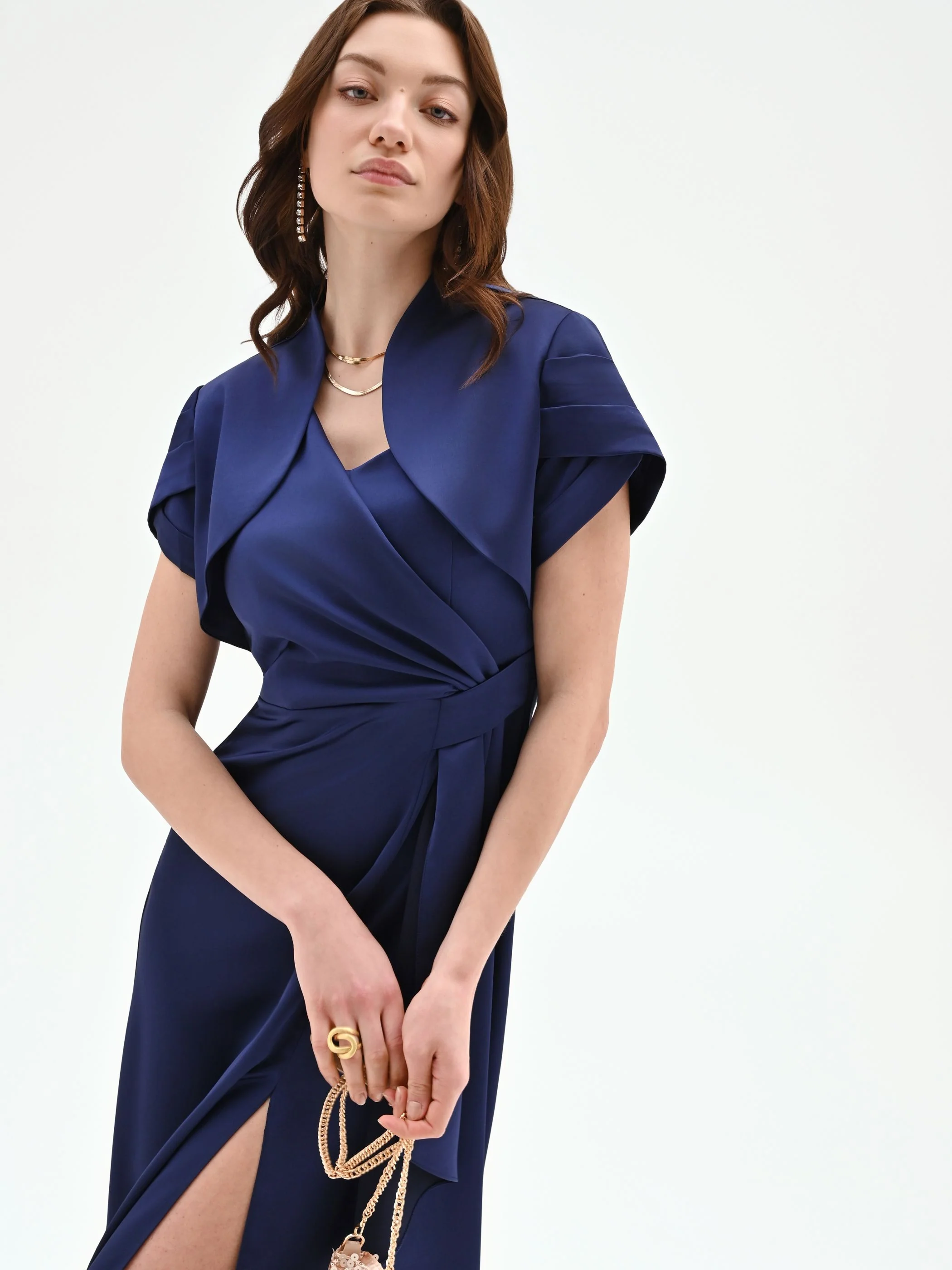 Coprispalla atelier bolero blu indaco con collo sciallato - Image 7