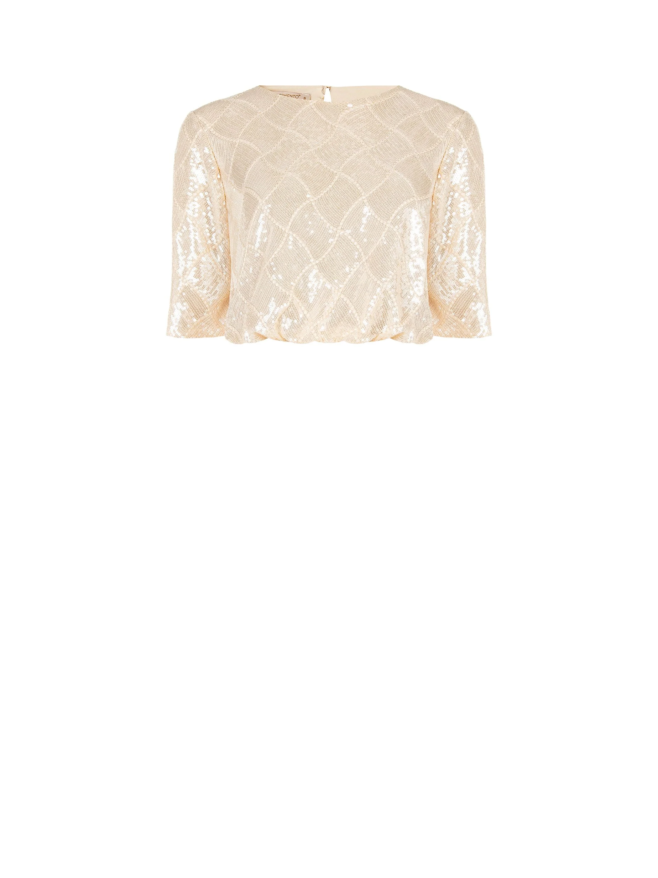 Crop top beige chiaro con paillettes - Image 6