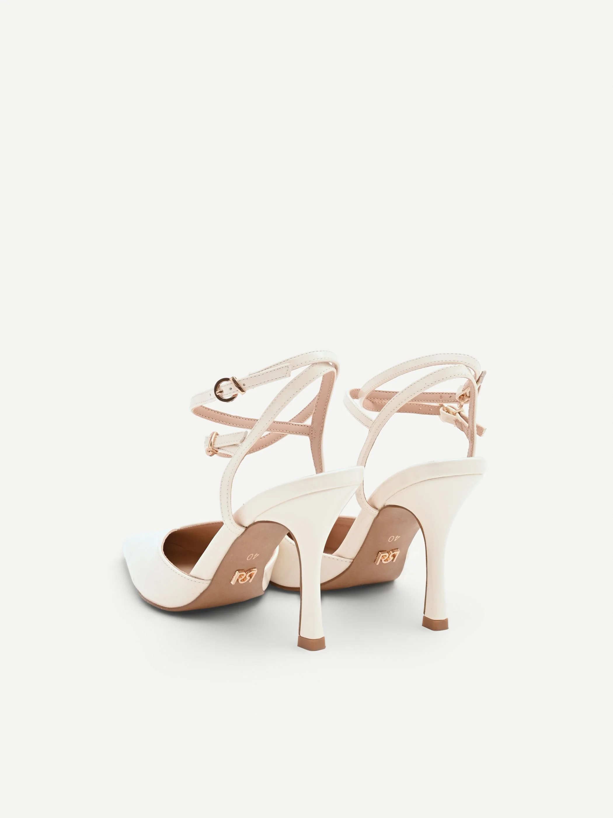 Décolleté beige effetto vernice con laccetti - Image 2