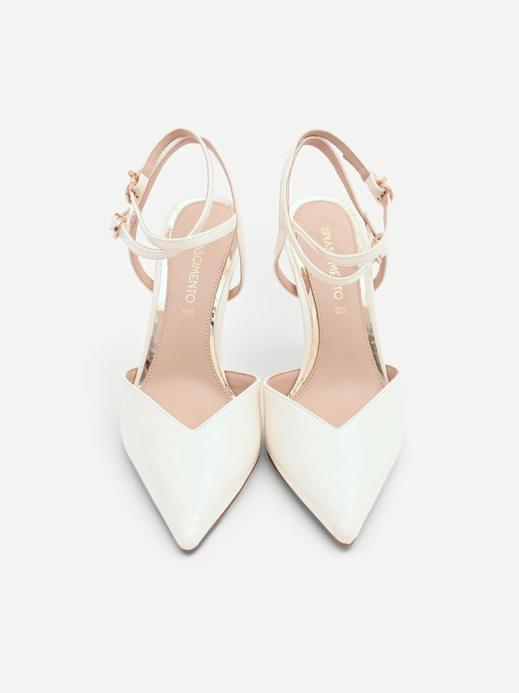 Décolleté beige effetto vernice con laccetti - Image 3