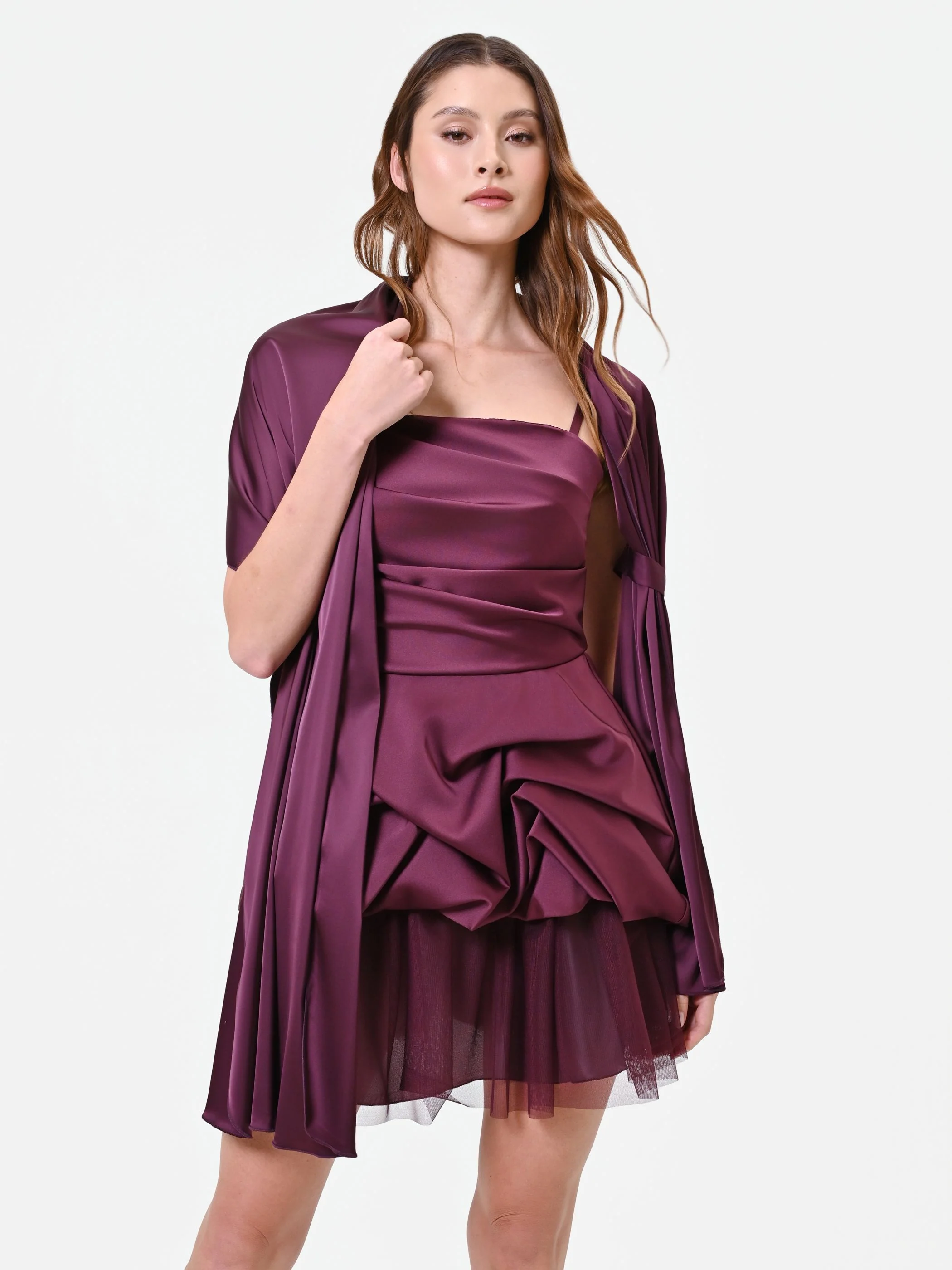 Foulard in raso bordeaux rosso - Image 3