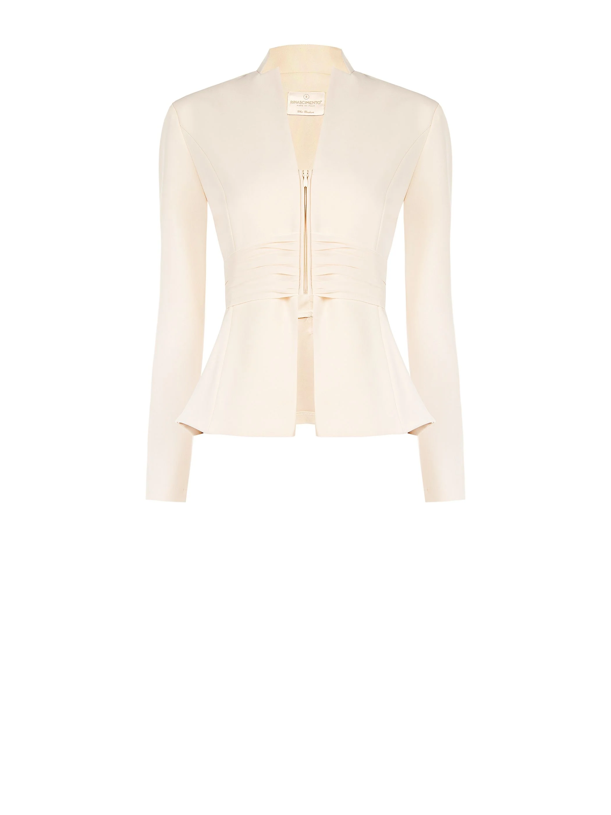 Giacca beige chiaro con drappeggio in vita - Image 6