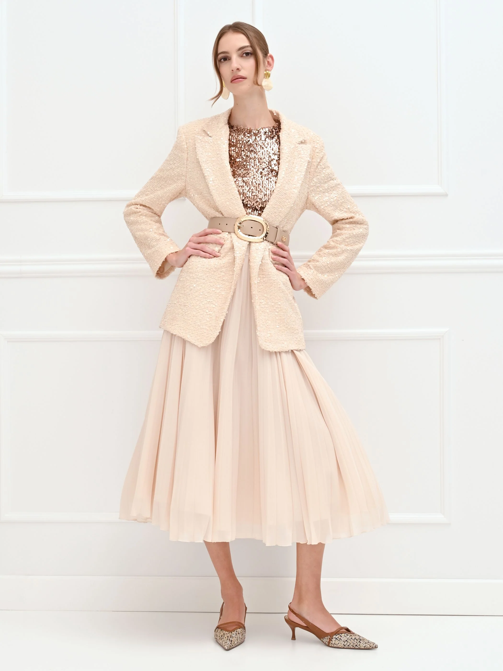 Giacca beige chiaro con paillettes - Image 7
