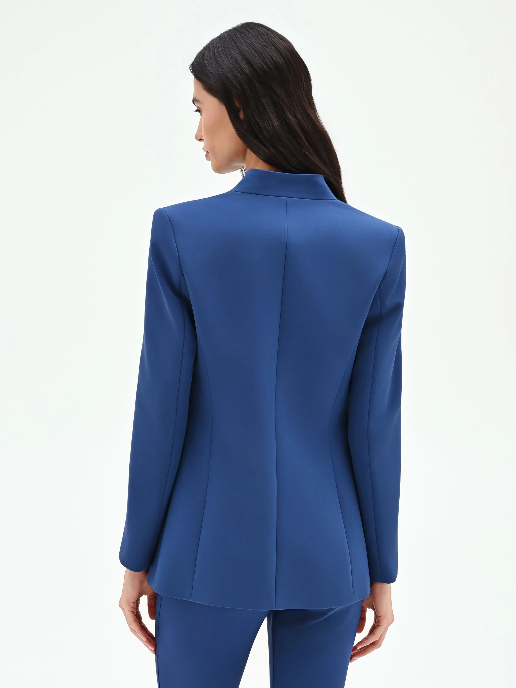 Giacca blazer blu brillante senza rever - Image 4