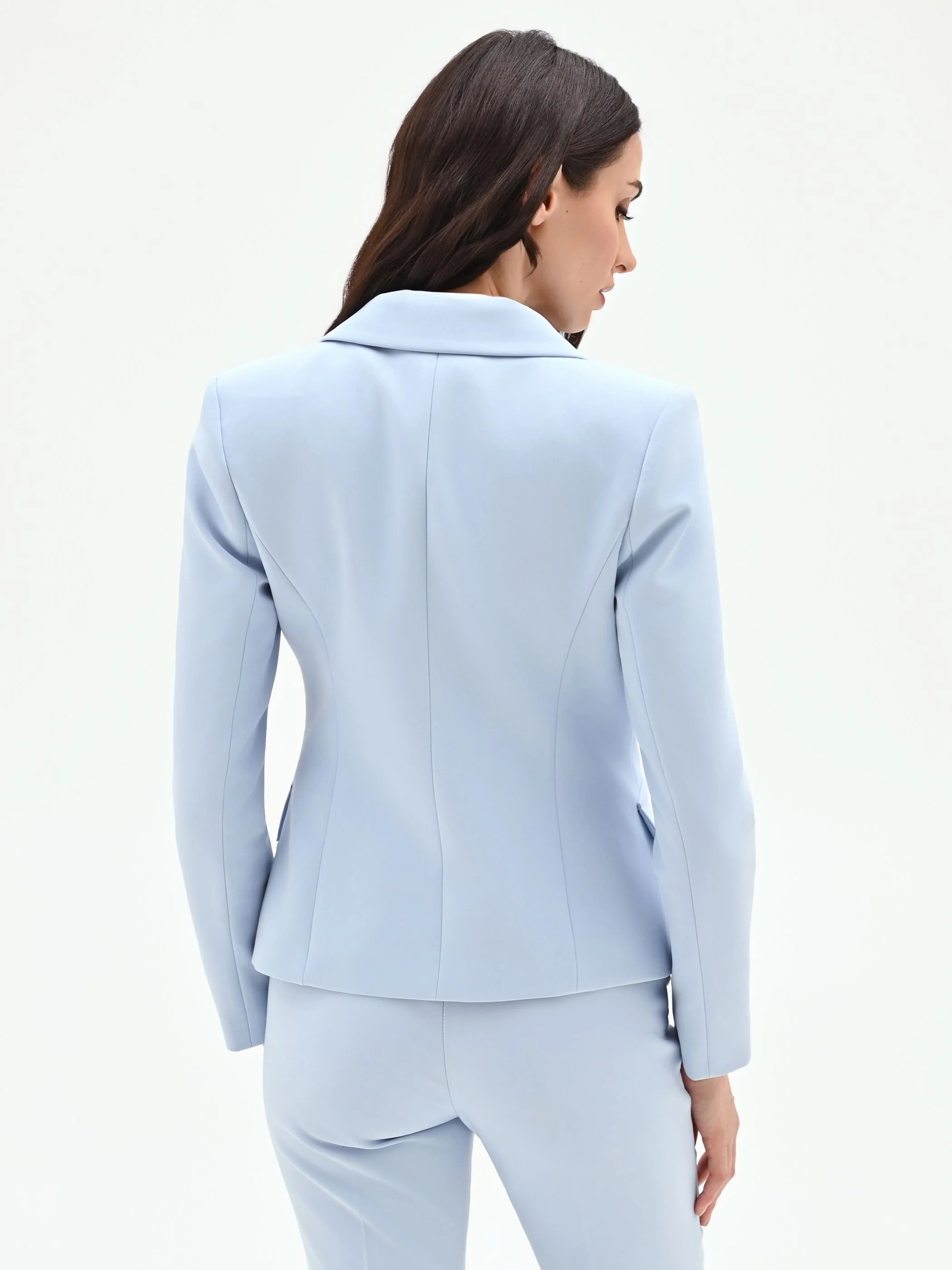 Giacca blazer cielo azzurro con rever a lancia - Image 2