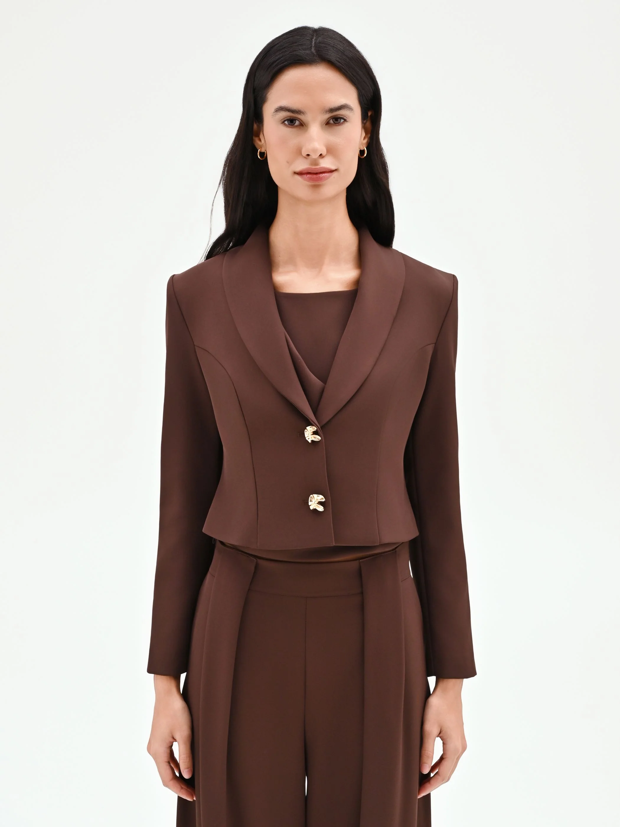 Giacca blazer cioccolato con bottoni design - Image 5