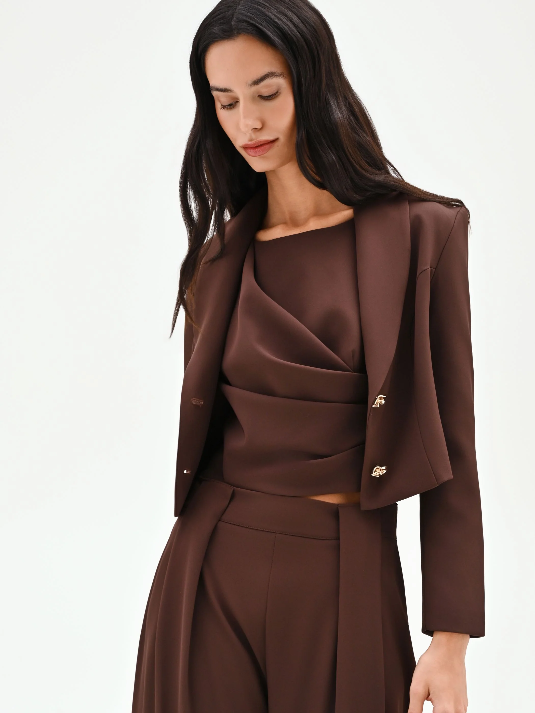 Giacca blazer cioccolato con bottoni design - Image 6
