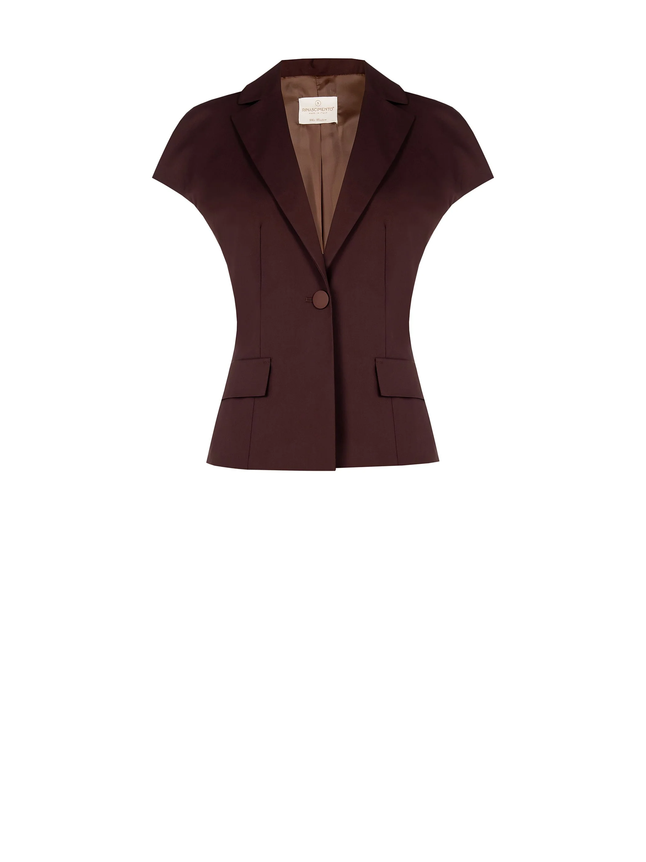 Giacca blazer color cioccolato con maniche corte - Image 6