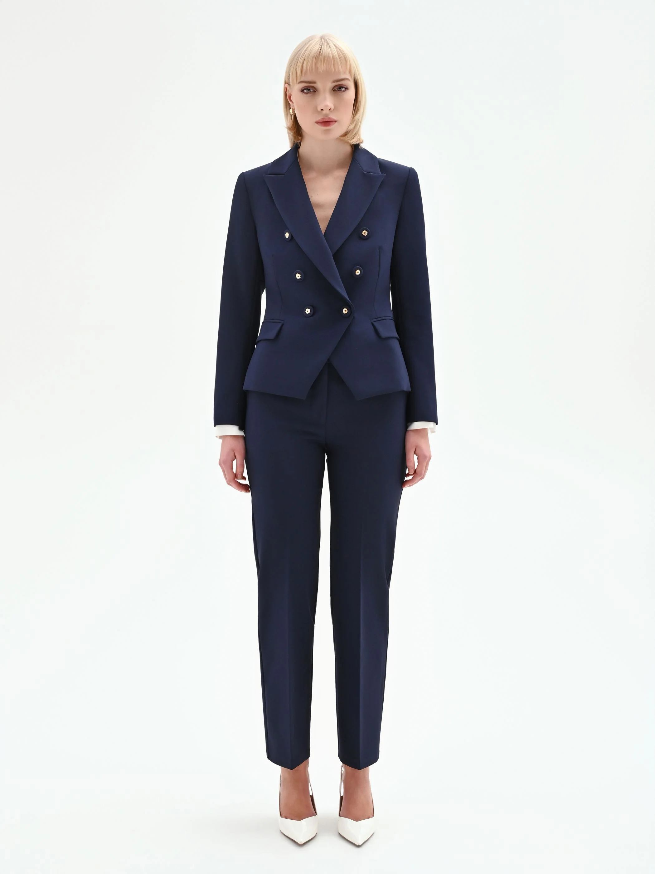 Giacca blazer doppiopetto blu