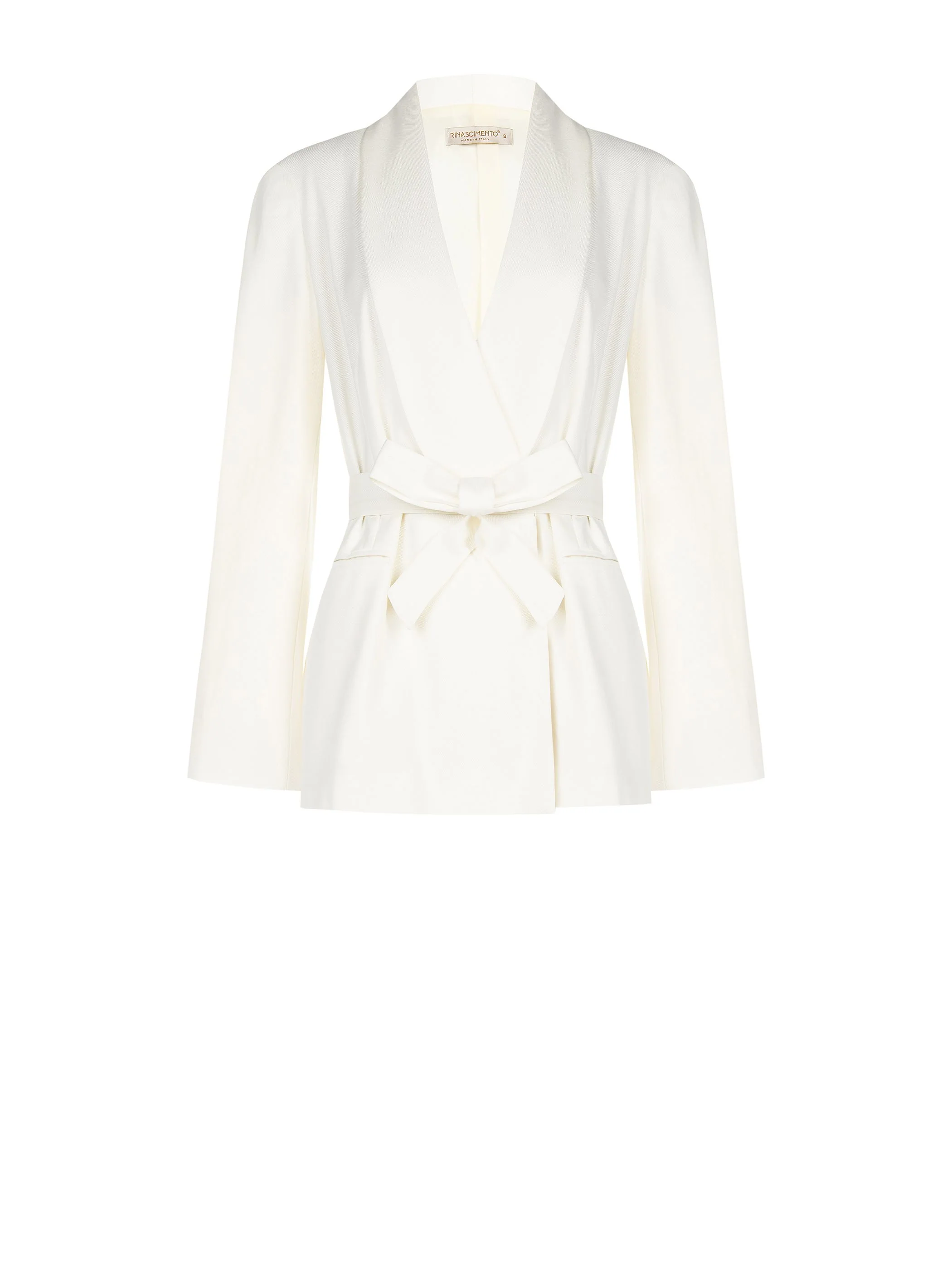 Giacca blazer doppiopetto in misto cotone lyocell bianco - Image 7