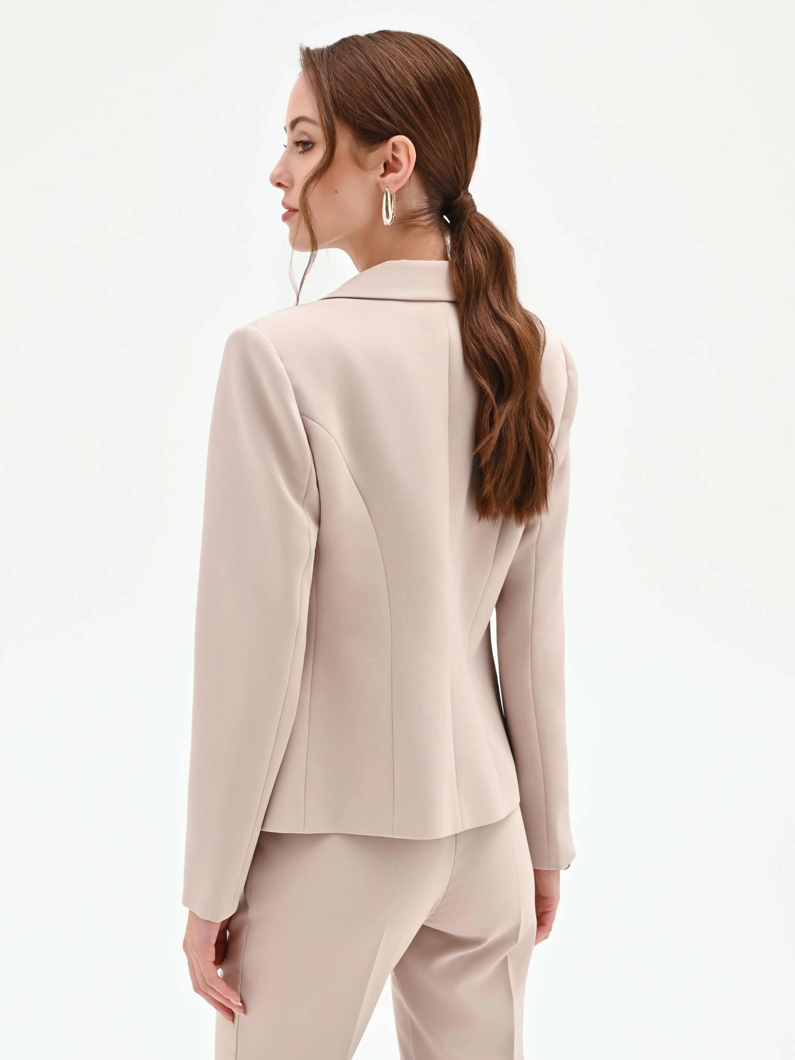 Giacca blazer monopetto tortora beige - Image 3