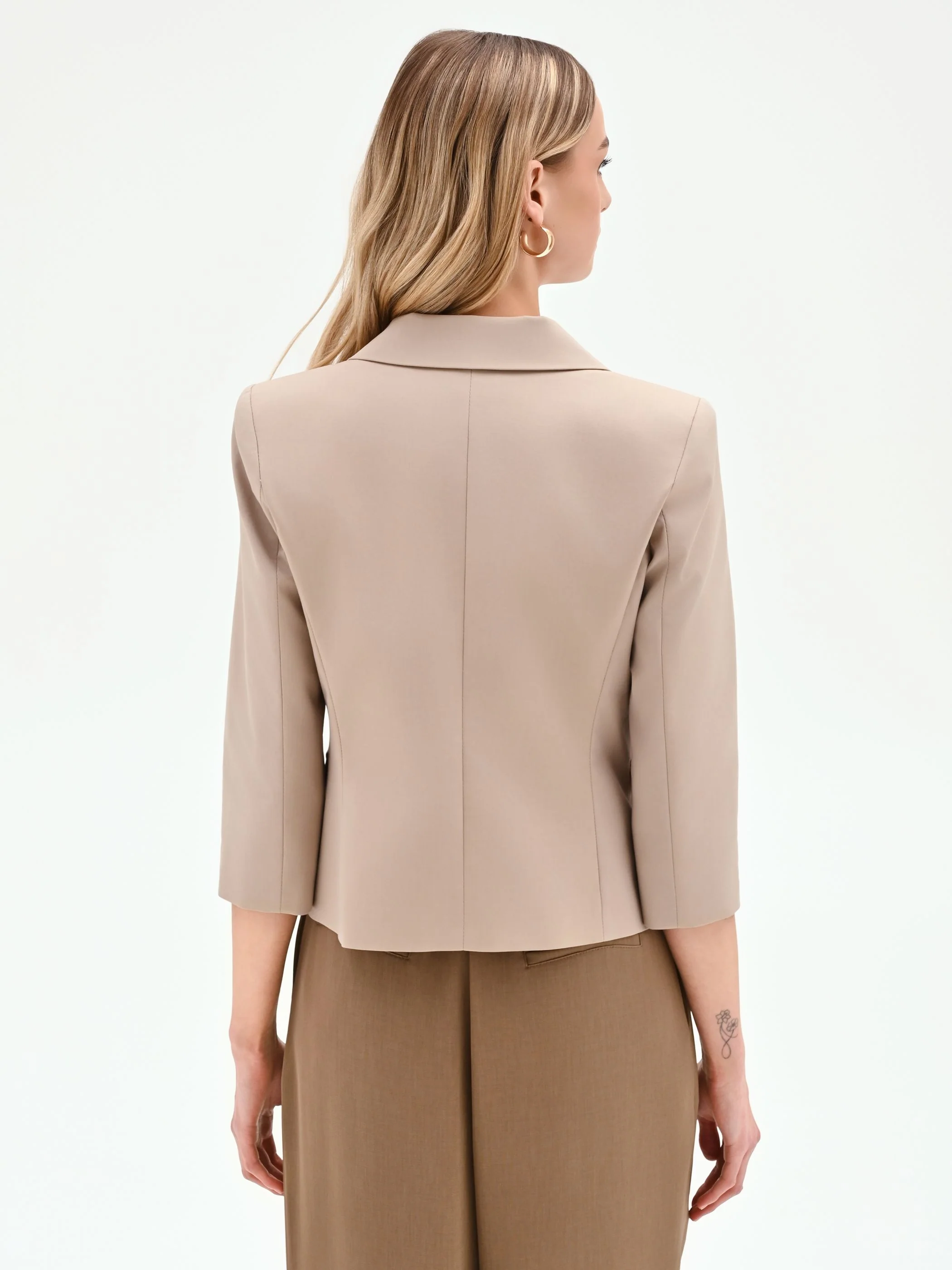 Giacca blazer tortora beige in cotone - Image 5