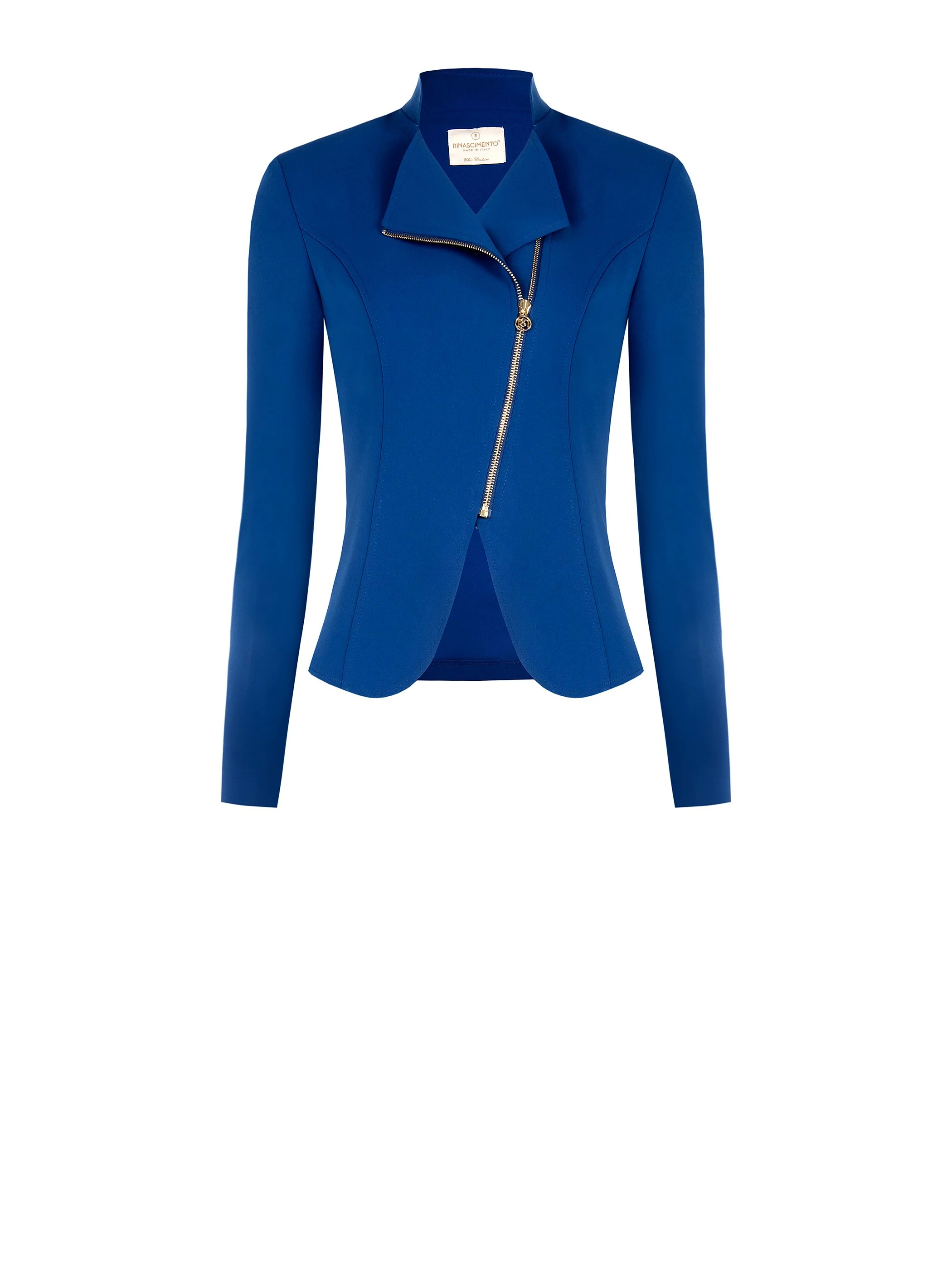 Giacca blu brillante con zip asimmetrica - Image 6